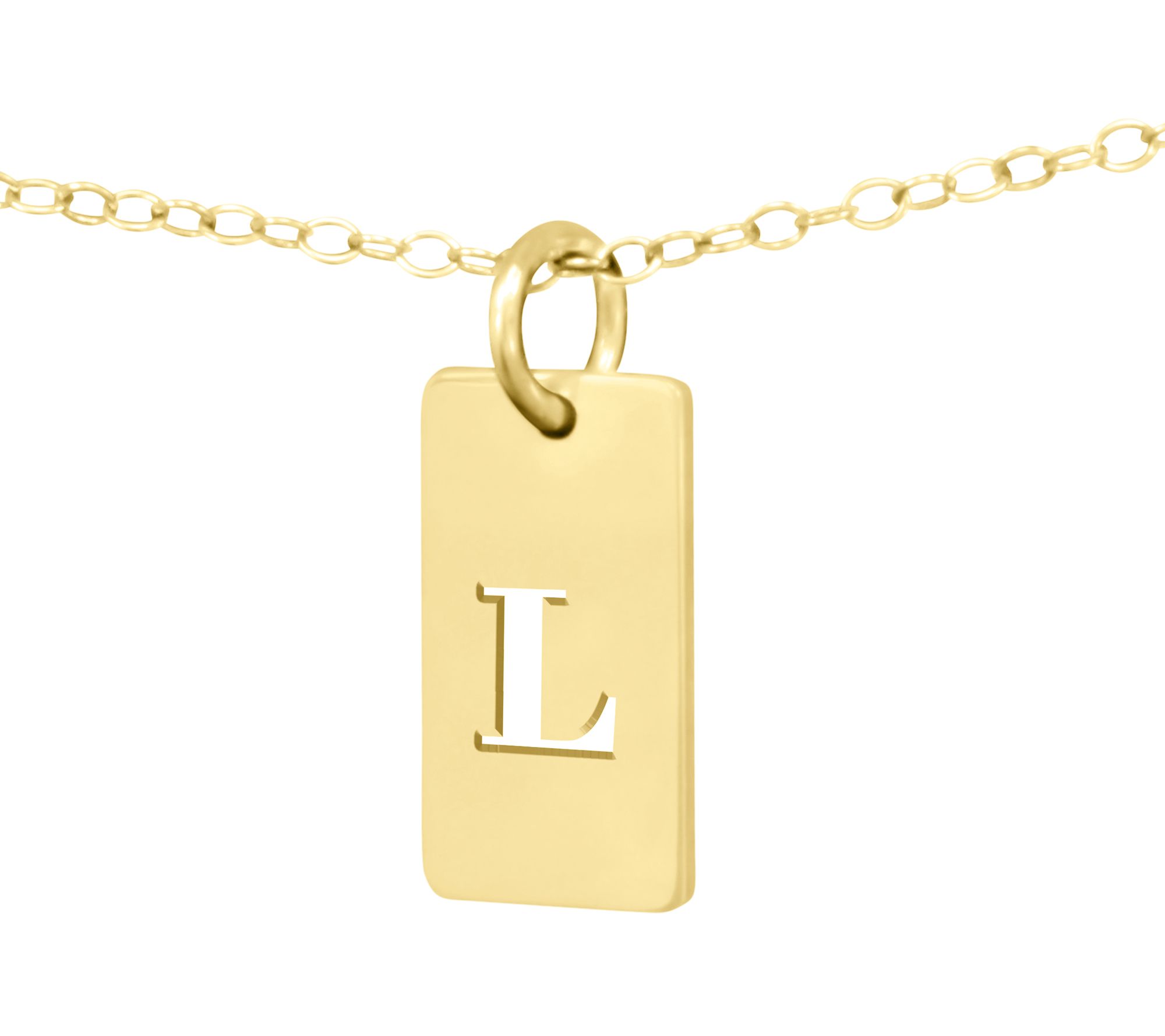 14K Plated Sterling Personalized Initial Tag Pendant