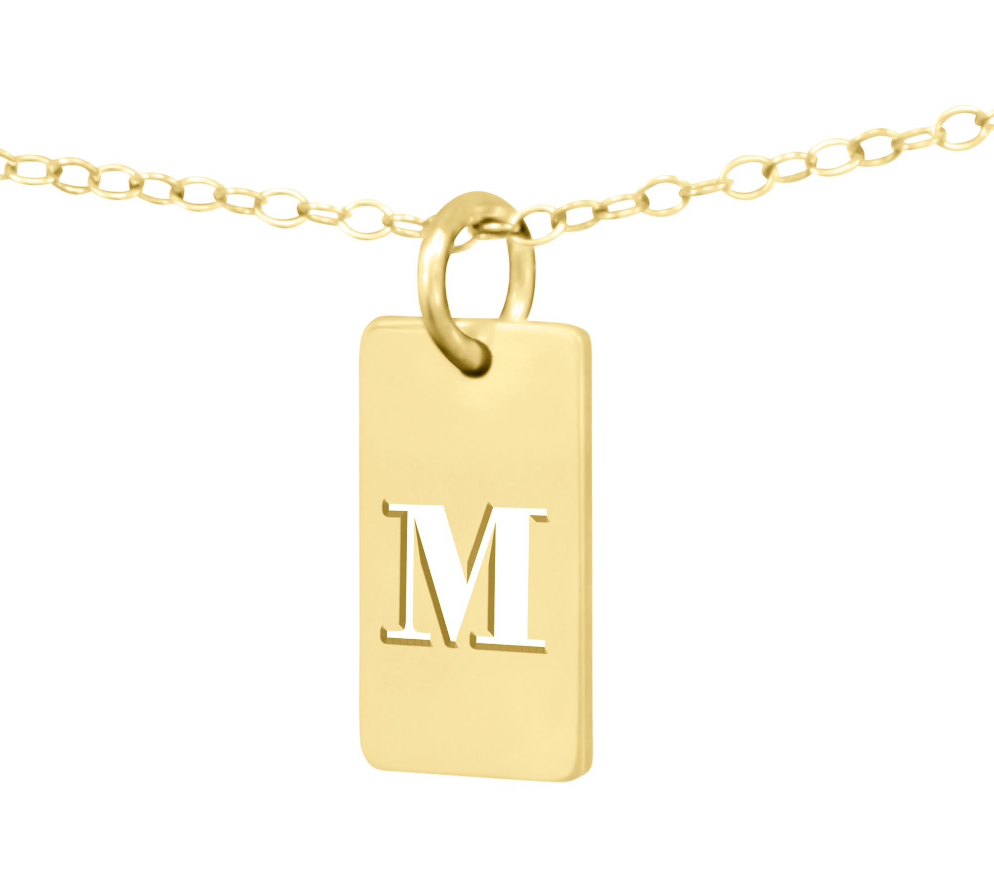 14K Plated Sterling Personalized Initial Tag Pendant