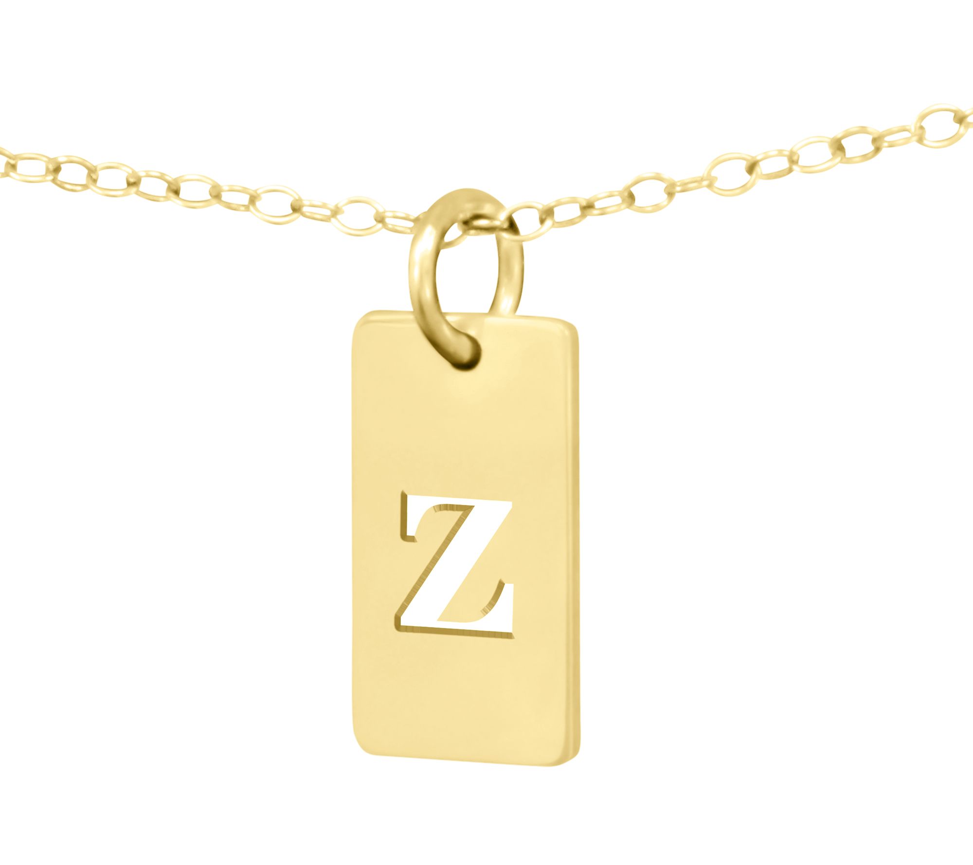 14K Plated Sterling Personalized Initial Tag Pendant