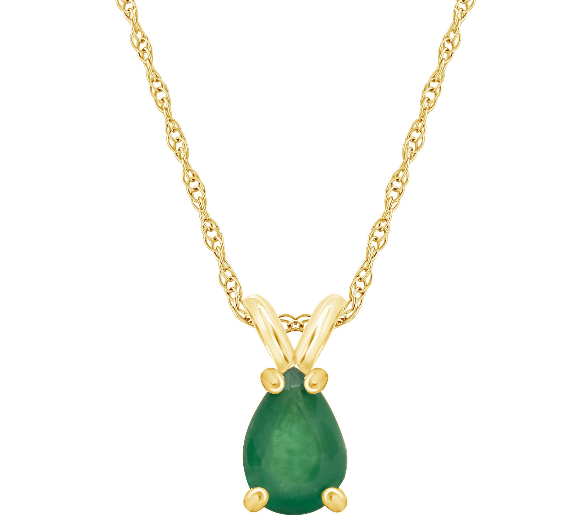 14K Pear-Shaped Precious Gemstone Pendant w/ Chain