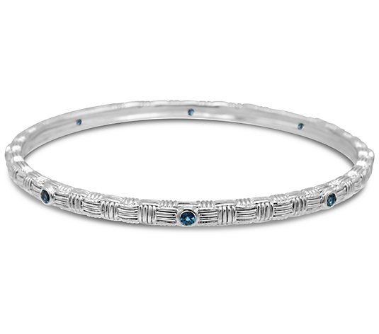 Ariva 0.55 cttw Blue Topaz Infinity Bangle, Sterling Silver