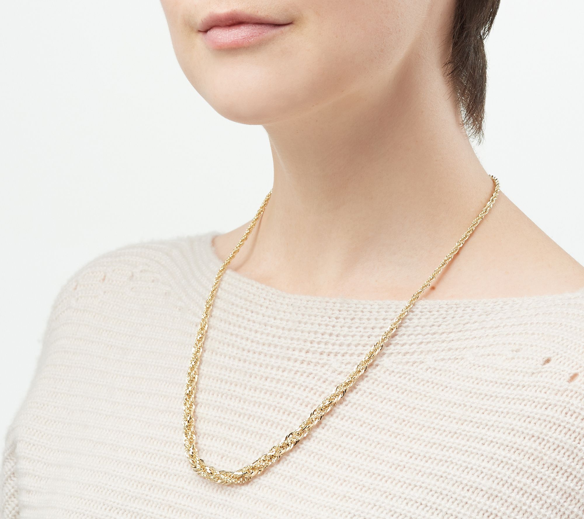 (QVC) EternaGold 14K Gold Graduated Shimmer Rope Necklace ...