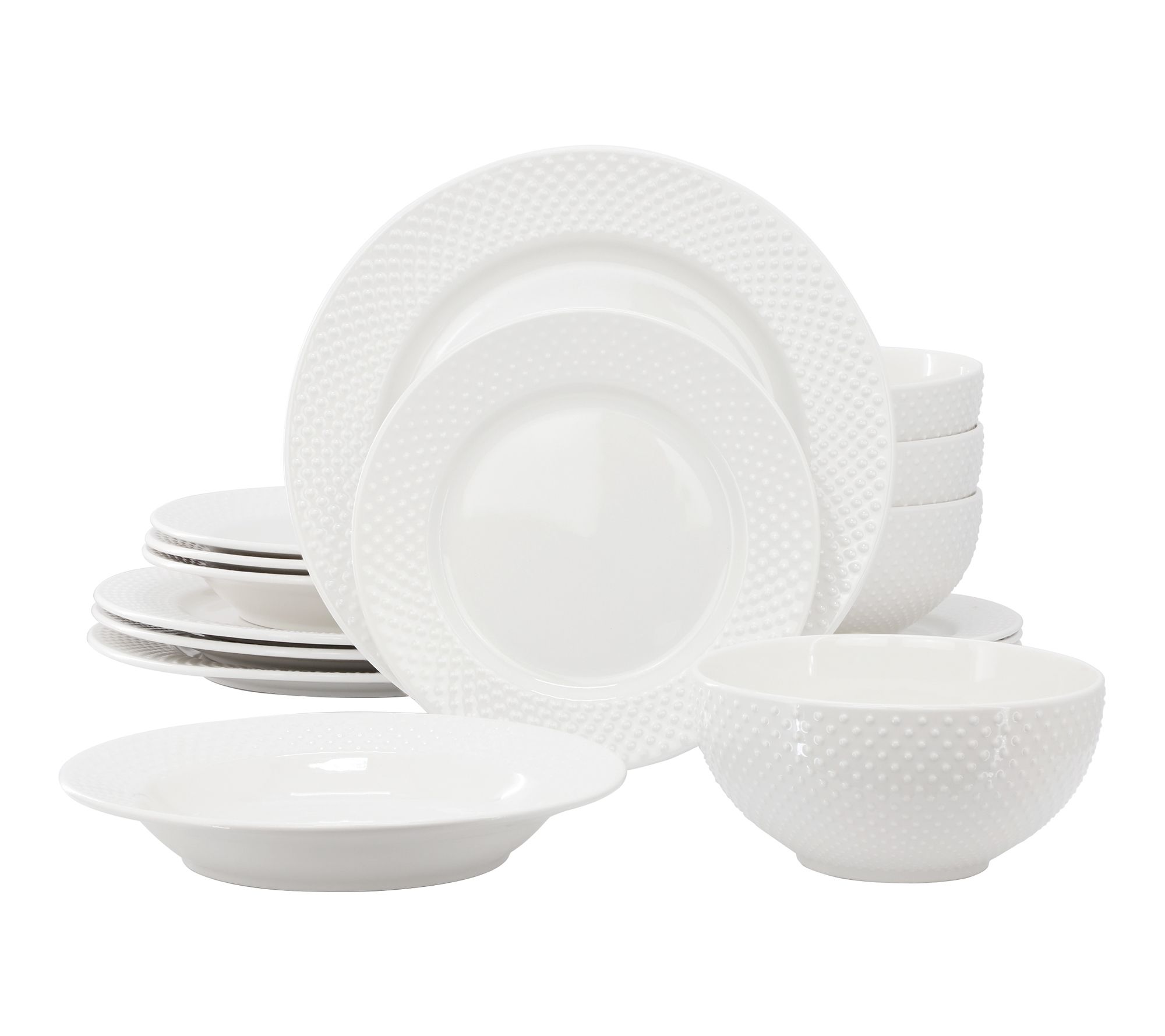 Elama Kim 16 Piece Hobnail Porcelain DinnerwareSet