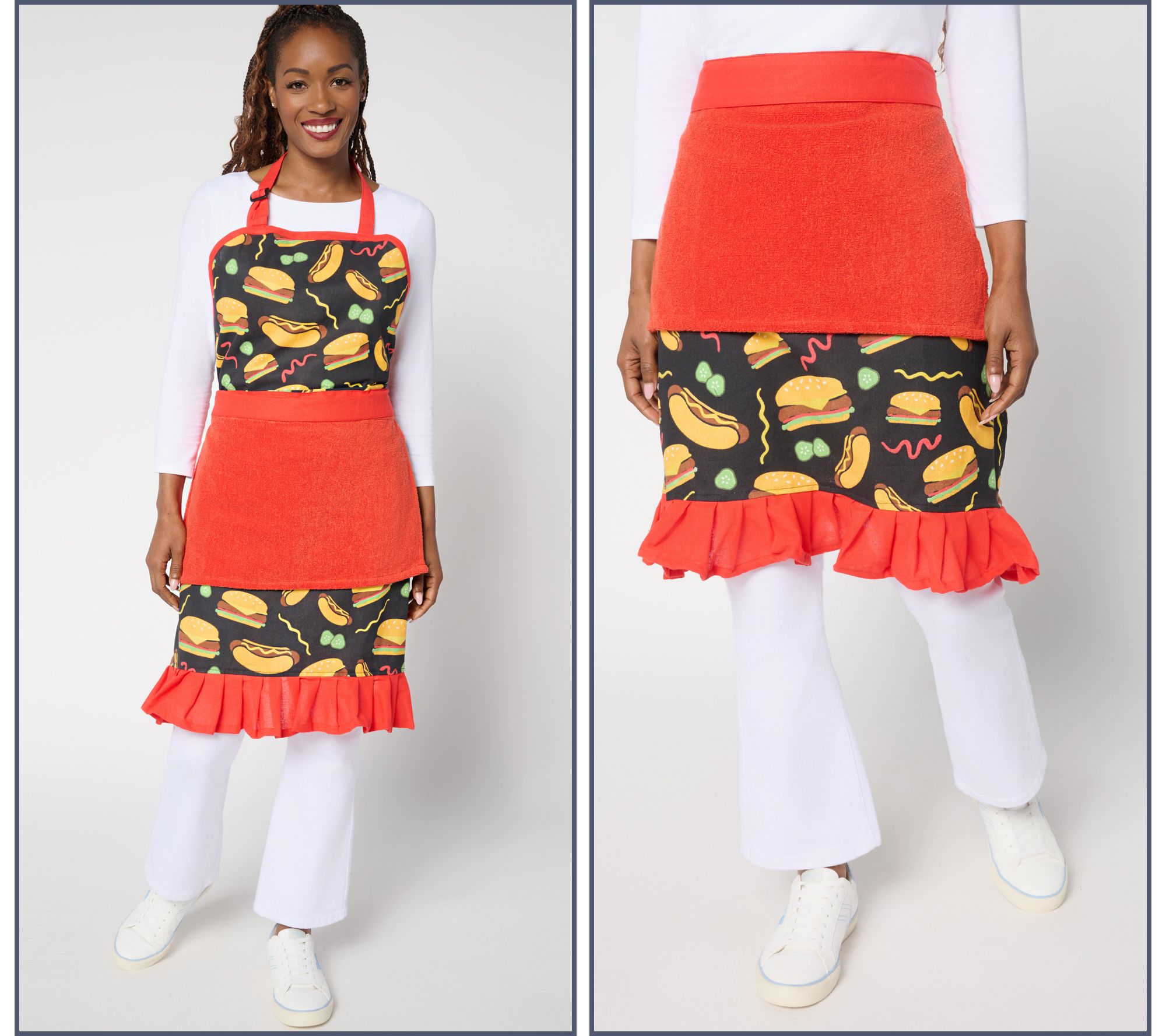 "As Is" Temp-tations Seasonal Grill & Frill Apron Duo