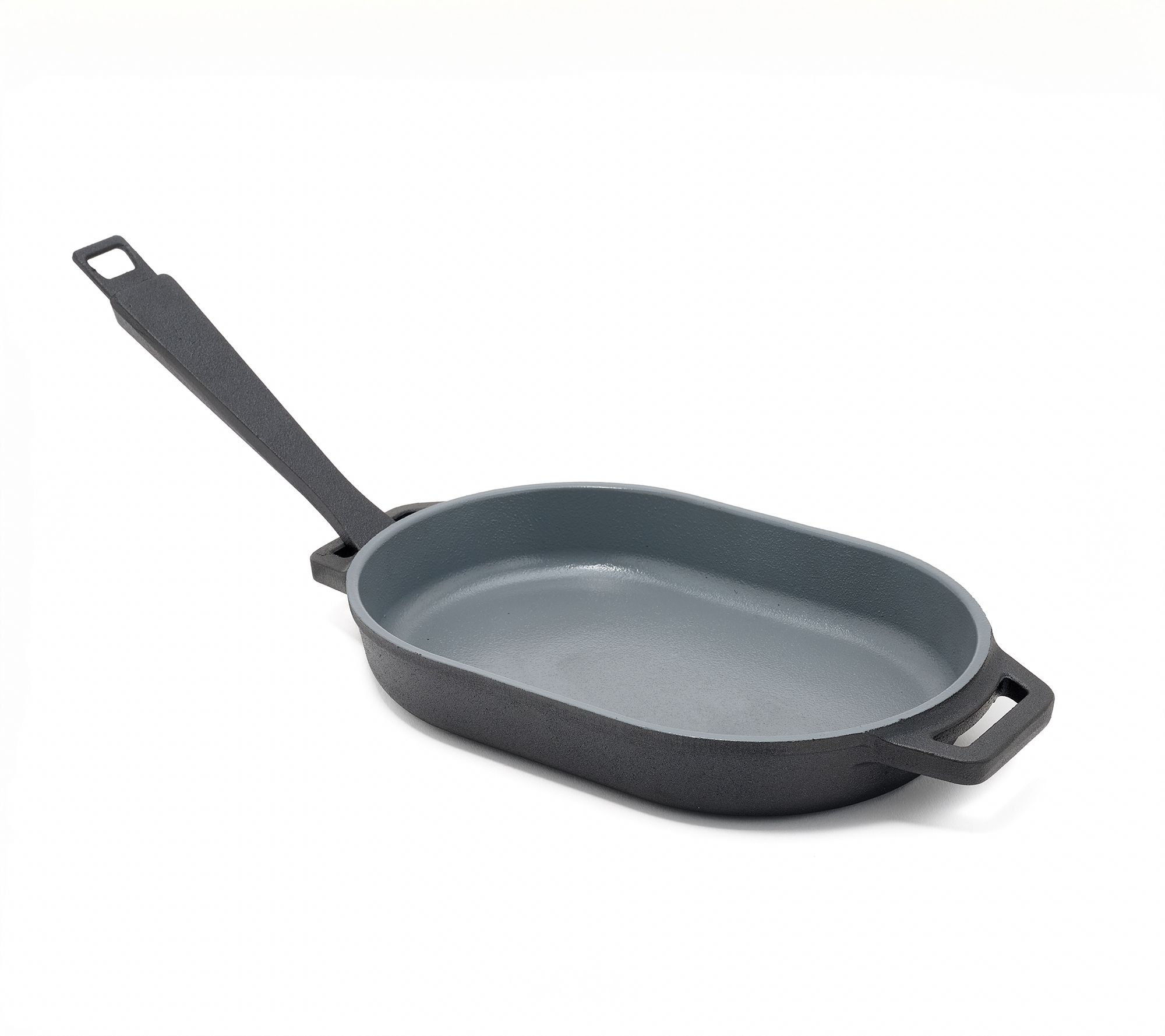 "As Is" Technique Colored Ceramic N-Stick Oval CastIron Pan