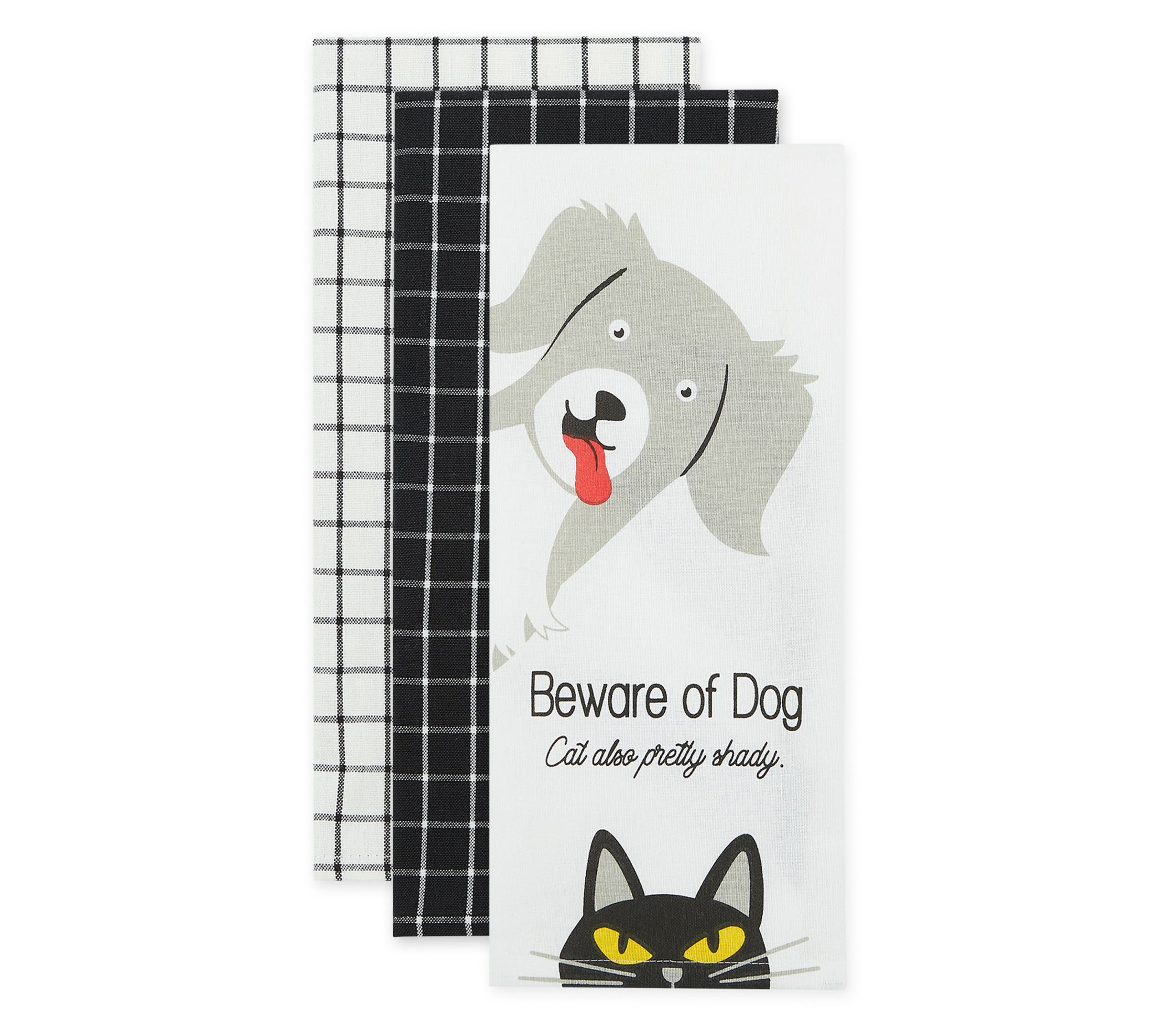 Design Imports Beware of Dog & Cat Kitchen Towel Set