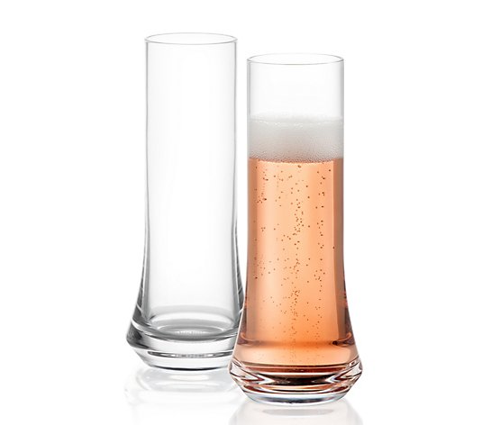 JoyJolt Set of Two 7-oz Cosmos Crystal Champagne Glasses 