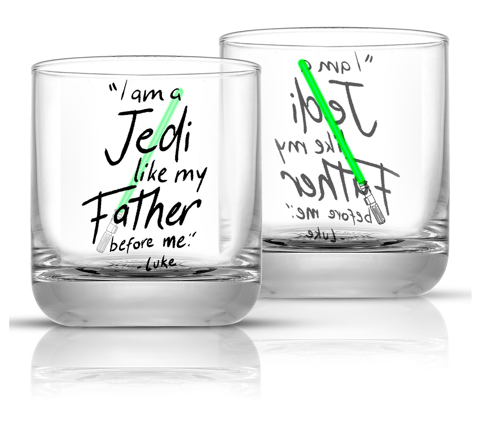 JoyJolt Star Wars Luke Skywalker Lightsaber Stemless Drinking Glass - 15 oz - Set of 2