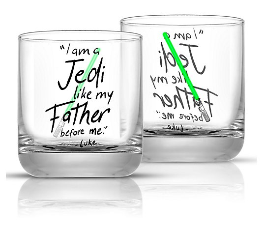 JoyJolt Star Wars Obi-Wan Kenobi Lightsaber Short Drinking Glass - 10 oz - Set of 2
