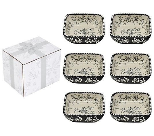 Temp-tations Floral Lace Set of (6) 4-oz Dipping Bowls w/ Gift Box