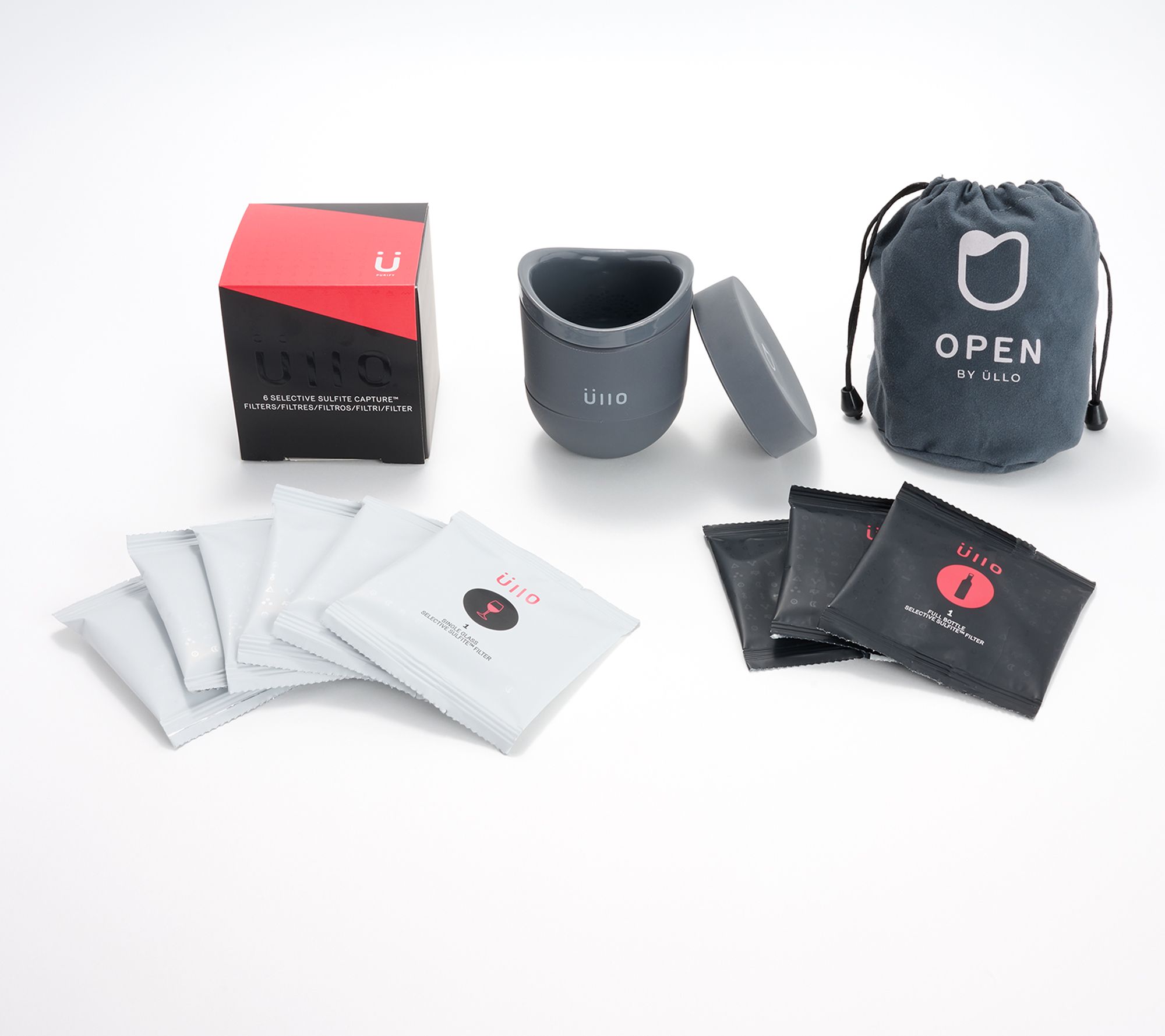 ULLO Open Wine Purifier with Wine Bottle and Glass Filters