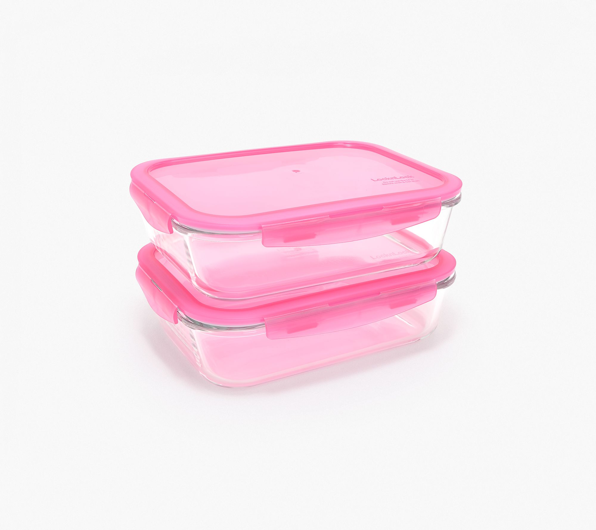 LocknLock Set of (2) 6-Cup Glass Rectangle Storage Set