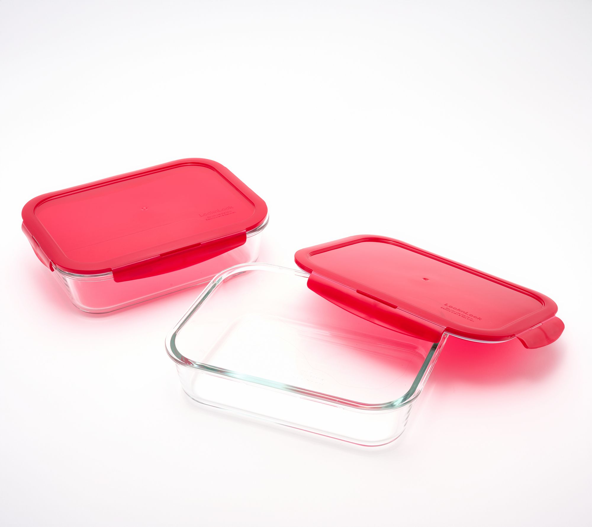 LocknLock Set of (2) 6-Cup Glass Rectangle Storage Set