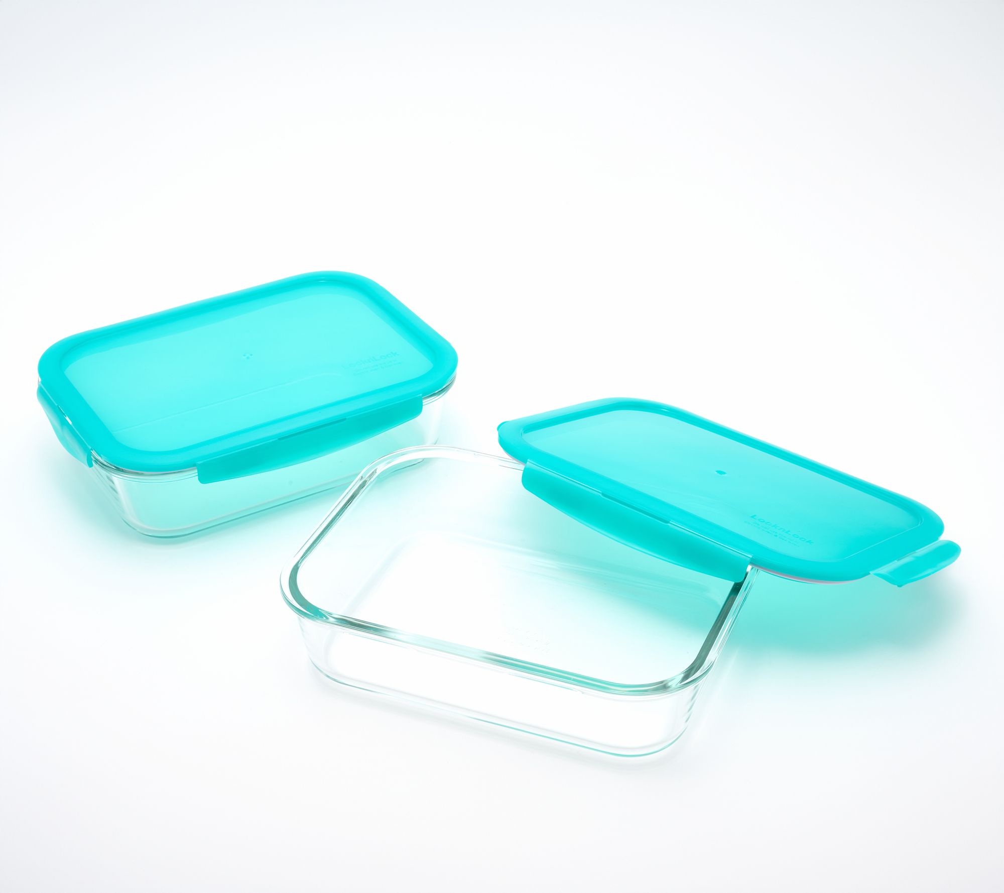 LocknLock Set of (2) 6-Cup Glass Rectangle Storage Set