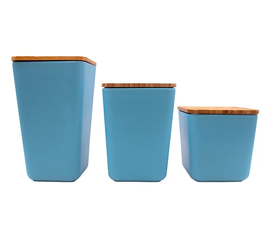 California Home Goods 3-Piece Pantry Canisters with Bamboo Lids