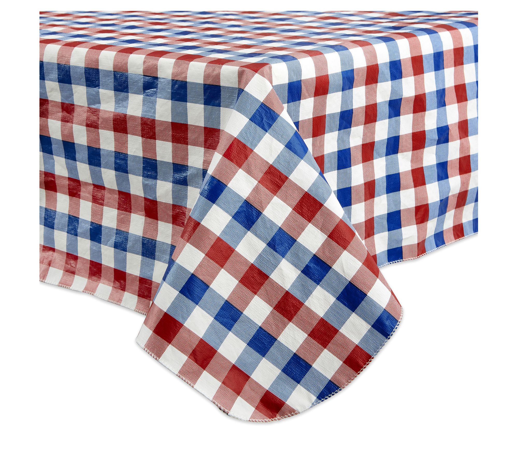 Design Imports Red,White & Blue Check Vinyl Tablecloth 60x84