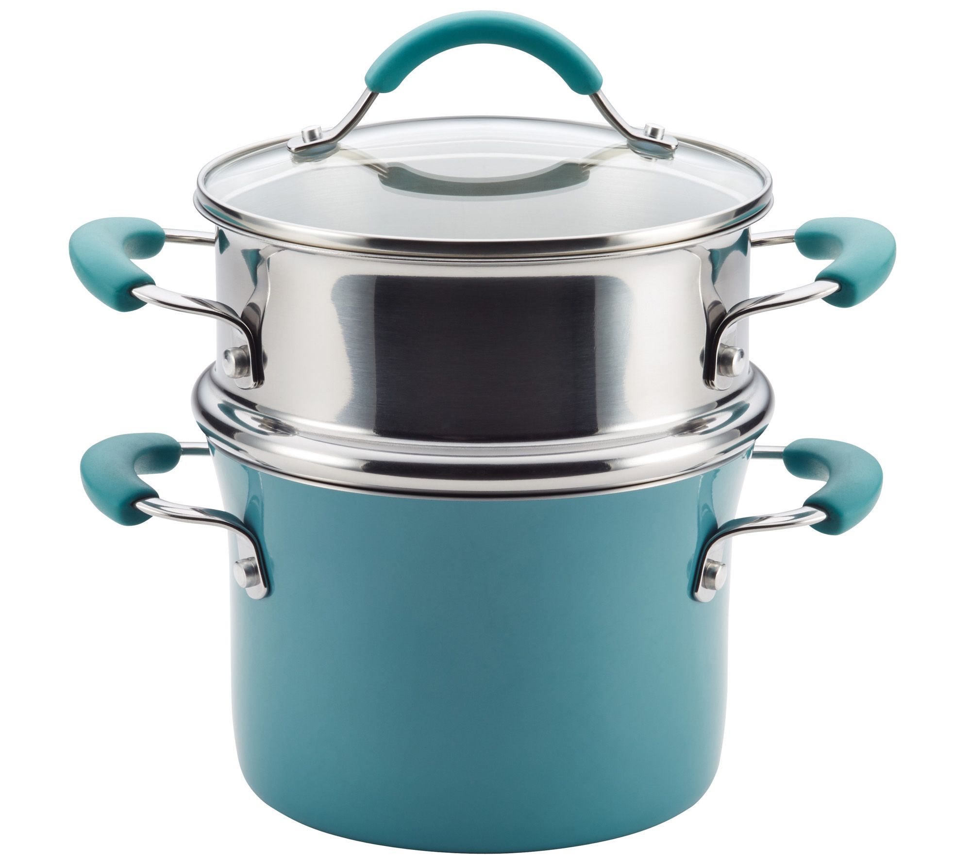 Rachael Ray Create Delicious 10pc Hard Anodized Cookware Set with Light  Blue Handles