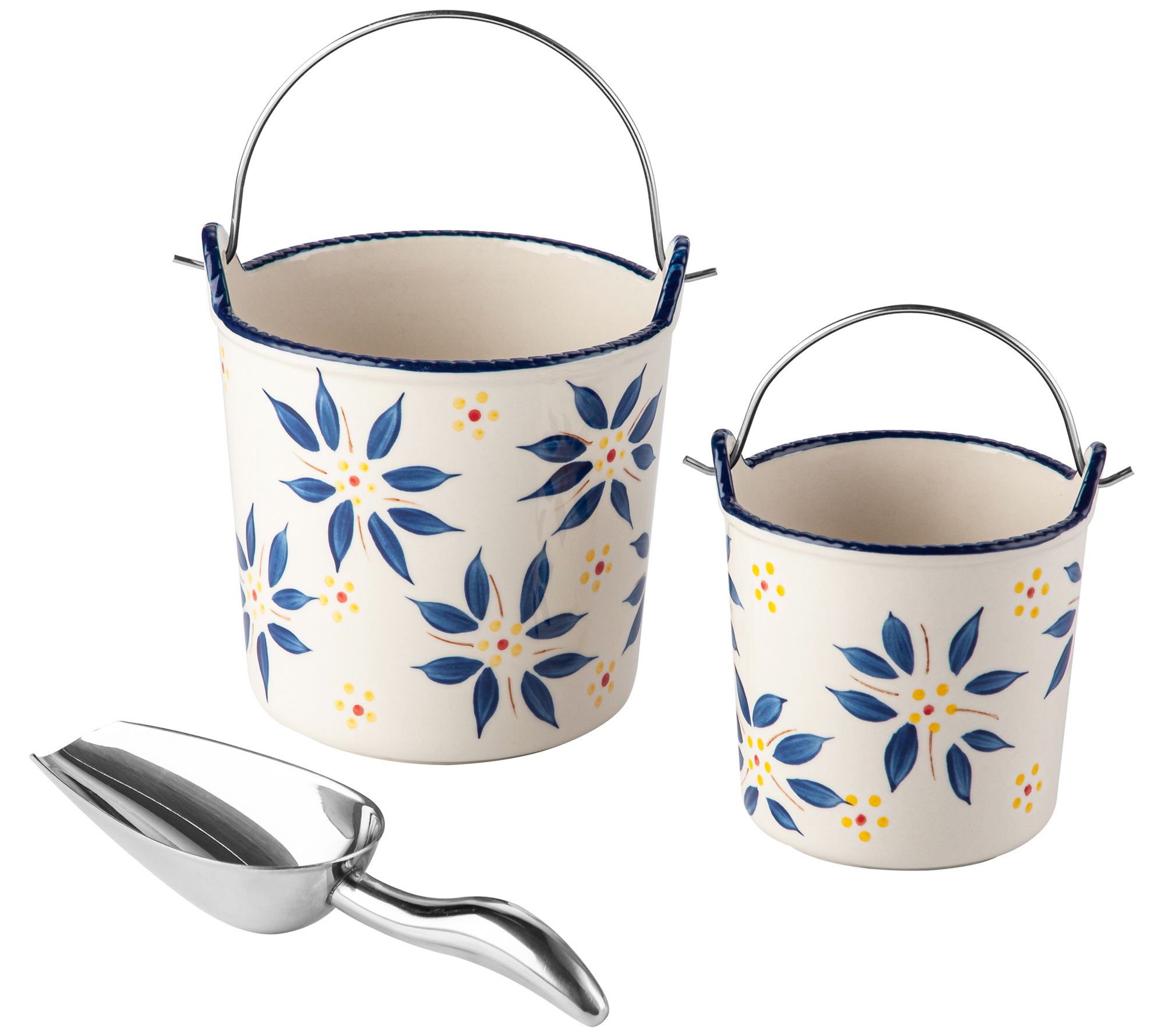 "As Is" Temp- tations Old Wordl 1.5-qt & 20-oz Stoneware Buckets w/Scoop