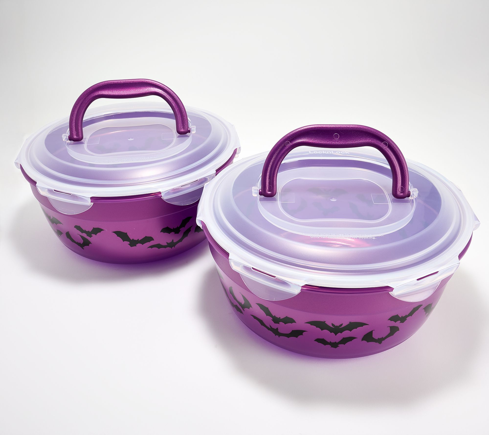LocknLock Set of 2 Halloween Candy Bowls w/ (2) Handle Lids
