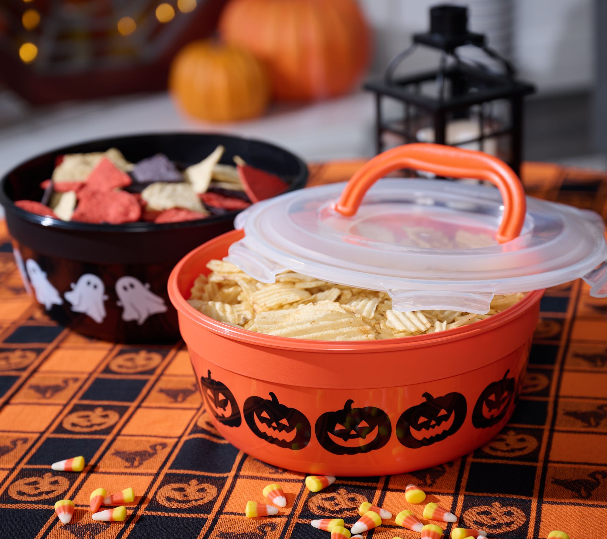 LocknLock Set of 2 Halloween Candy Bowls w/ (2) Handle Lids - QVC.com