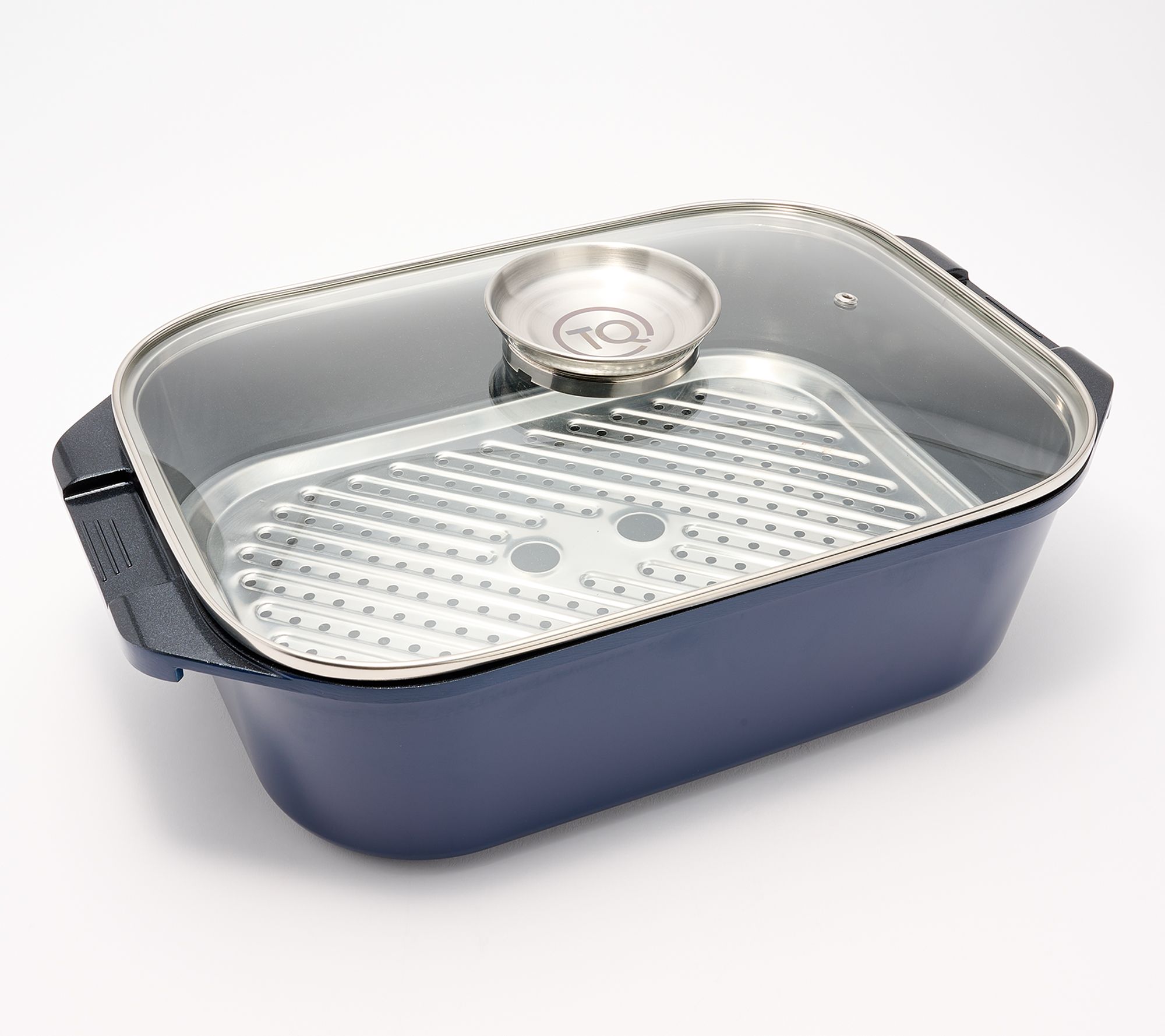 "As Is" Technique Cast Alum Roaster w/ Basting Knob Glass Lid