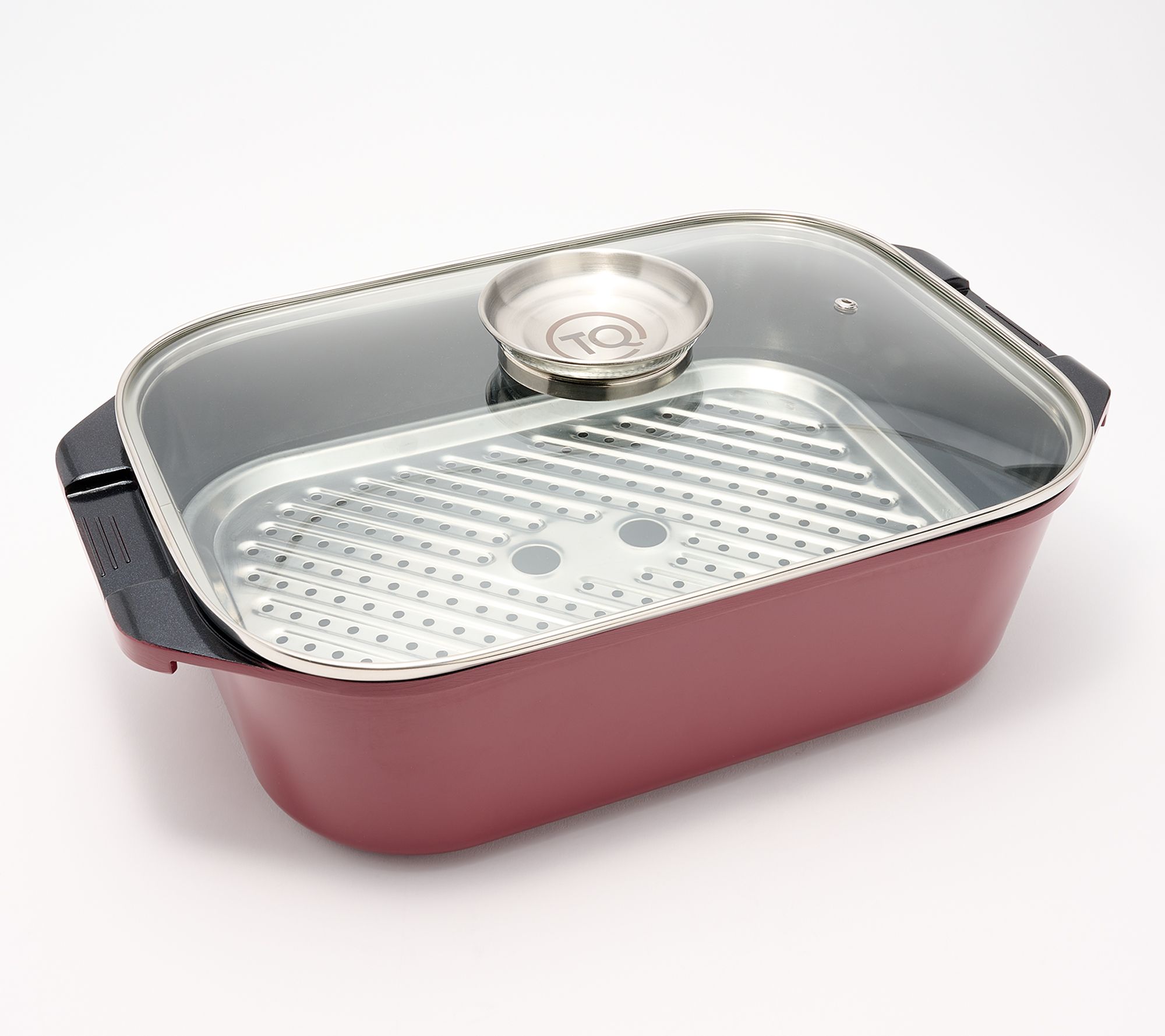 "As Is" Technique Cast Alum Roaster w/ Basting Knob Glass Lid