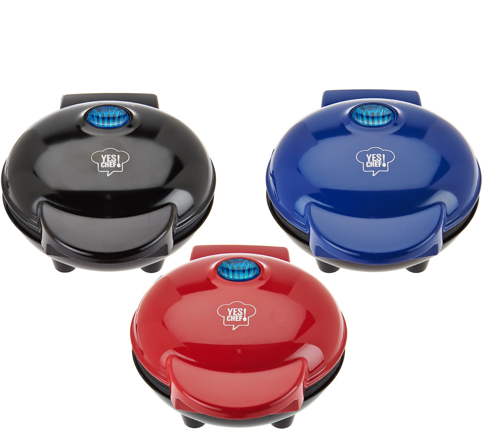 Yes Chef! Set of 3 Personal Waffle Makers w/ Gift Boxes on QVC