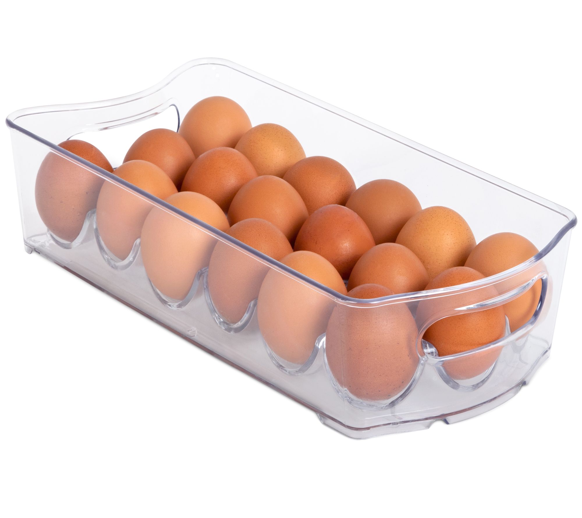 Smart Design Stackable Refrigerator Egg Holder Bin with Handle and Lid