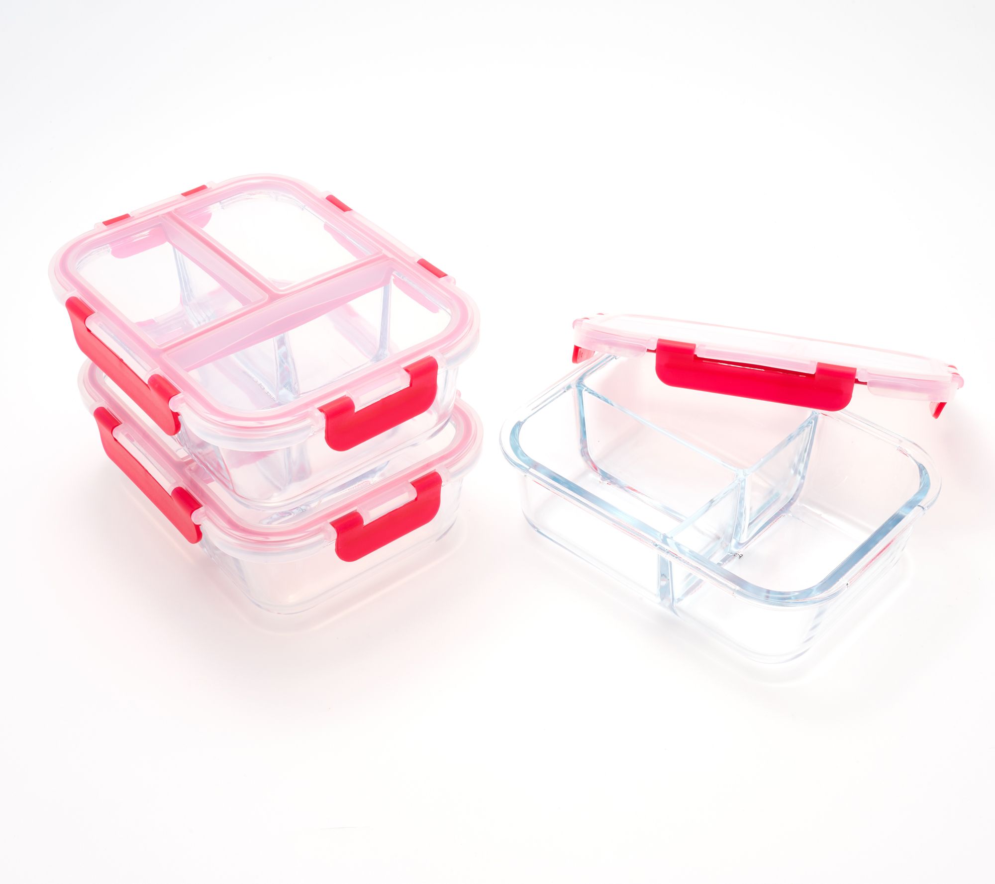 LocknLock Set of 3 Glass Leakproof Divided Rectangles