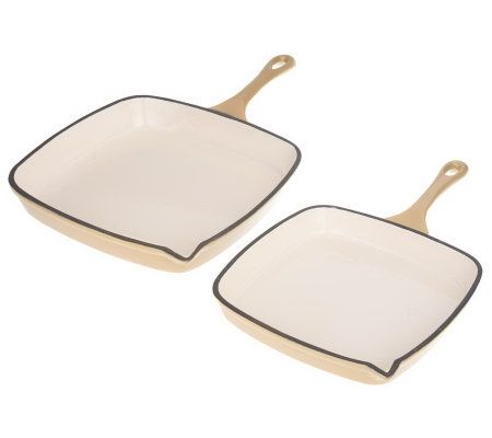 CooksEssentials Enameled Cast Iron 2-pc. Square Fry Pan Set 