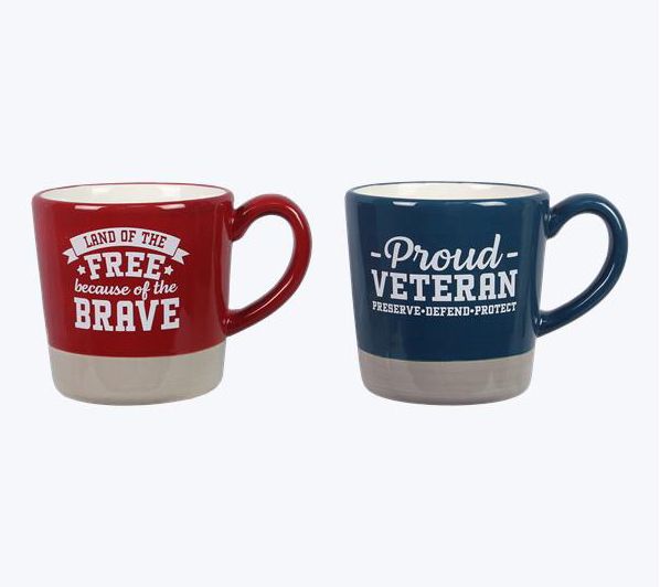 Young's Ceramic Americana Veteran Set of 2 16ozMugs
