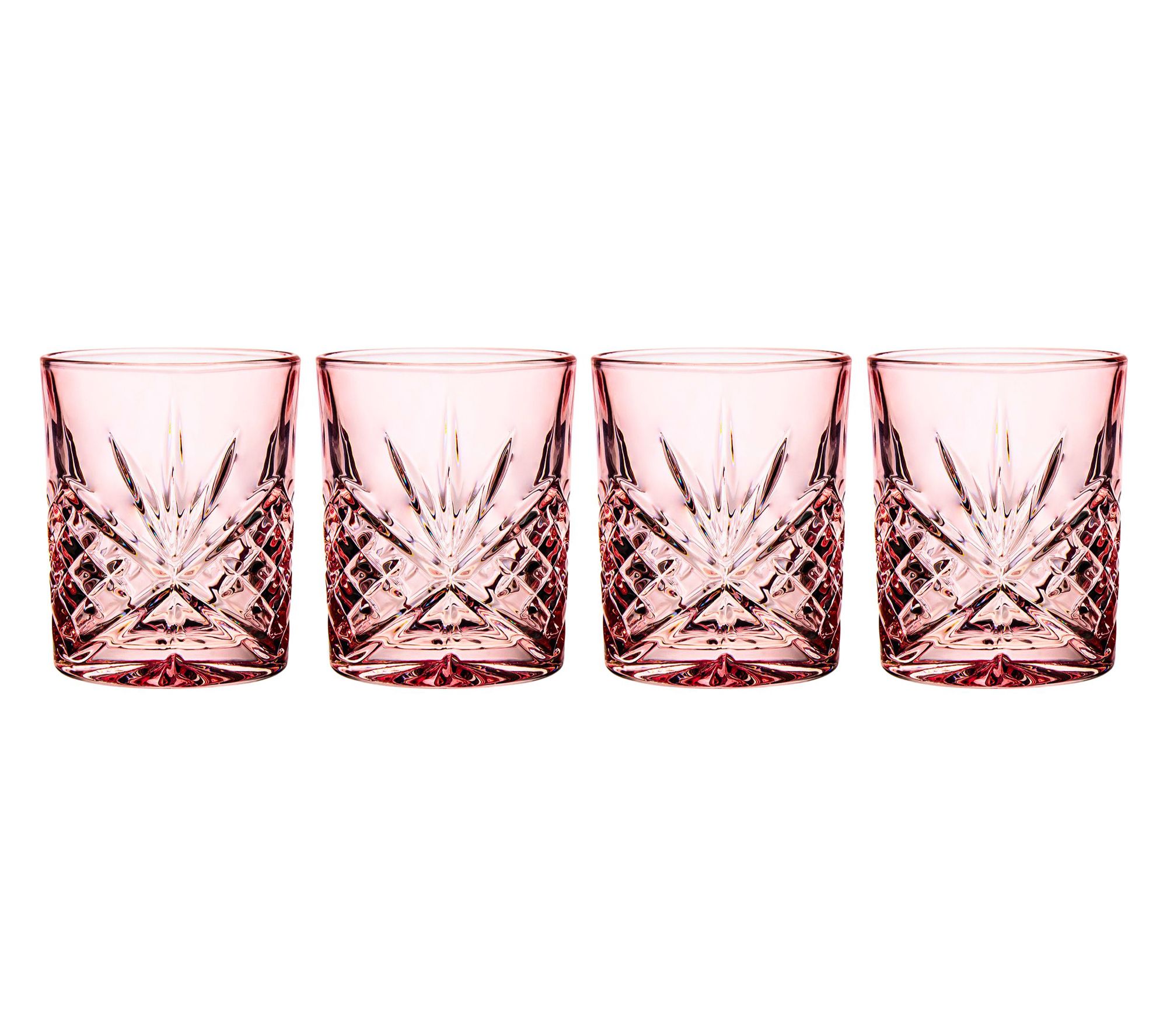 Godinger Dublin Crystal Blush Double Old Fashion Set of 4
