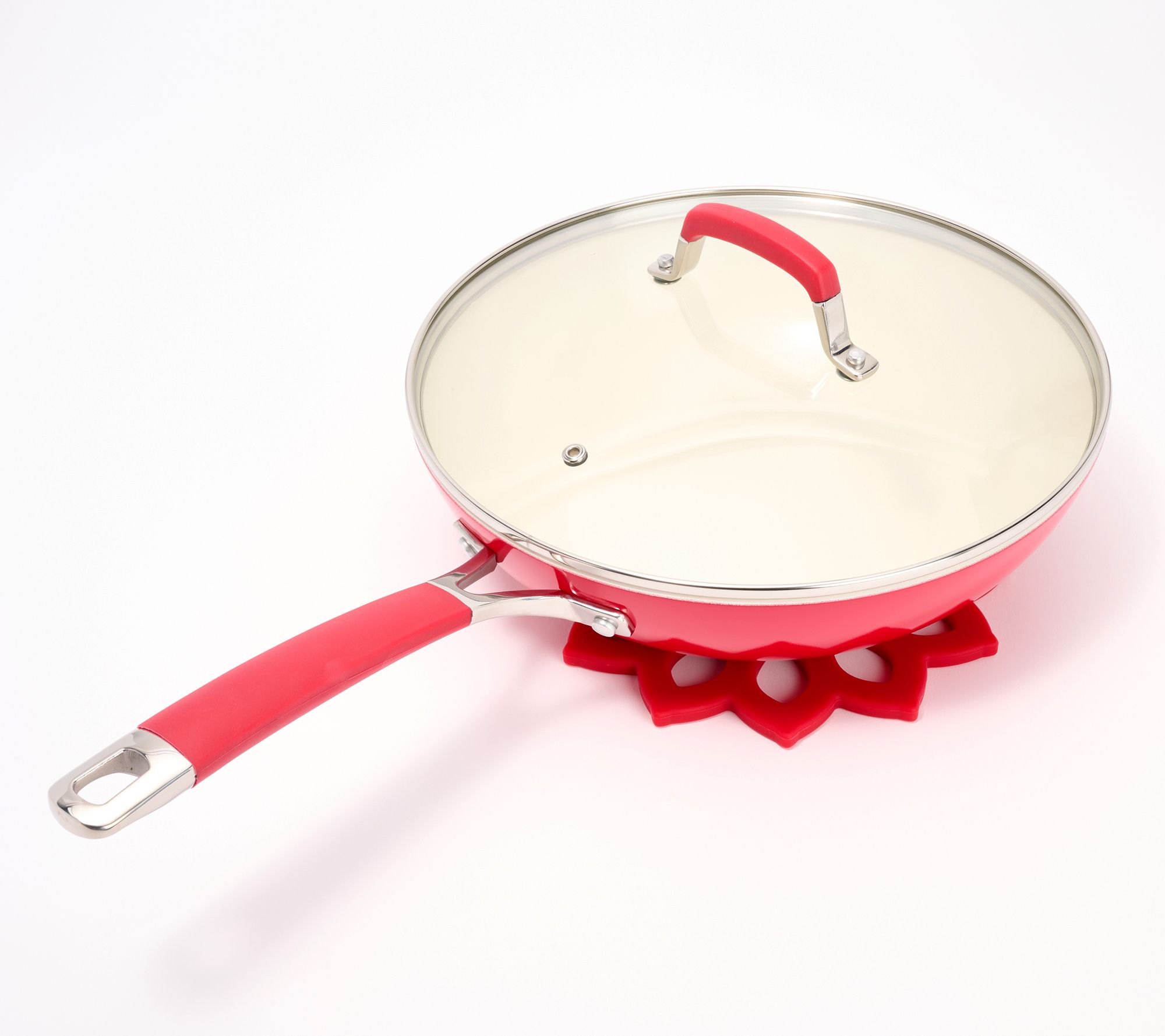 "As Is" Aarti Sequeira 11" All-Purpose Kadhai Pan with Glass Lid