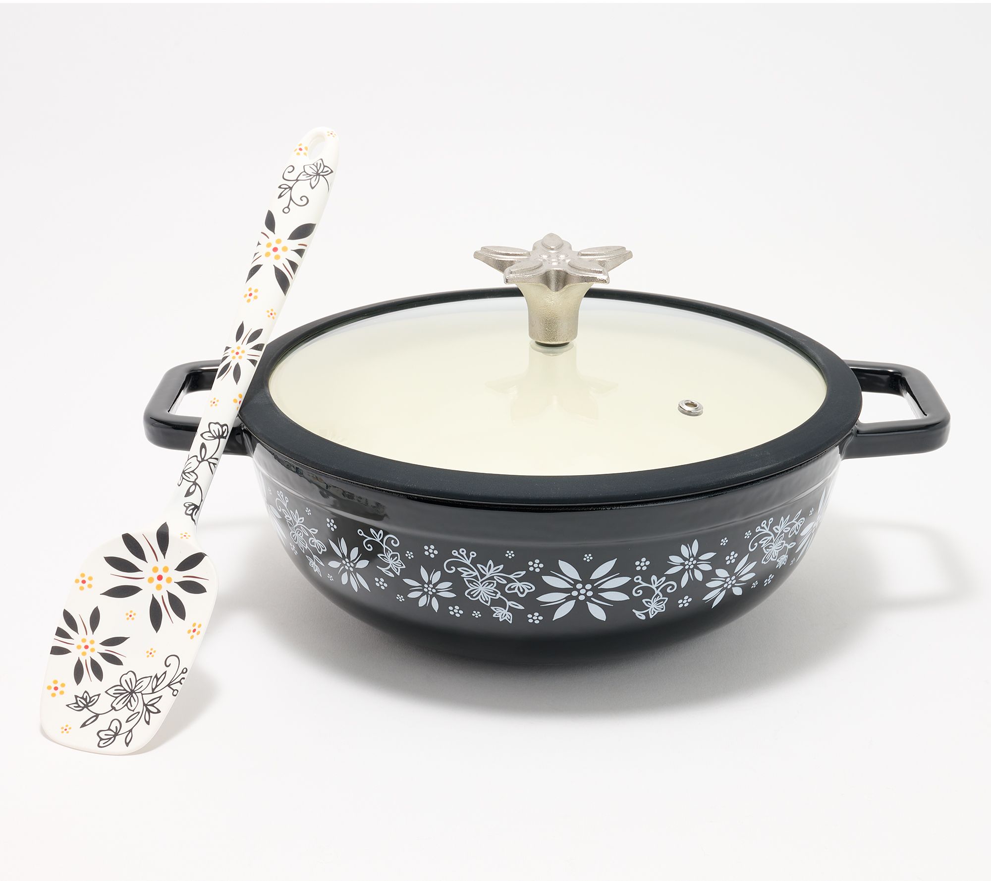 "As Is" Temp-tations 3-Quart Cast Iron Cookware w/ Lid & Spoon