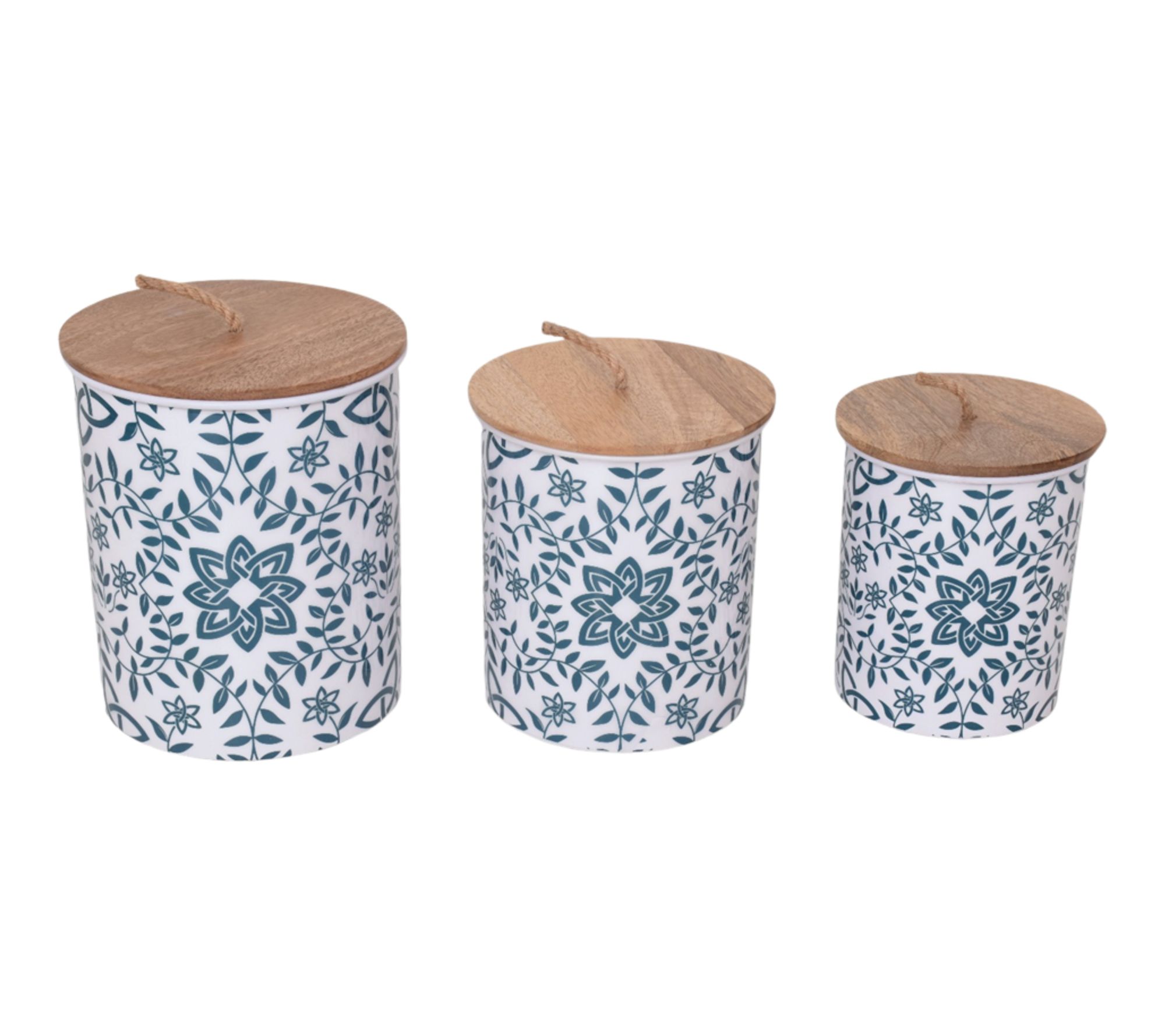  GemmaMade 3-Pc Metal Storage Canisters w/ Wood Lids