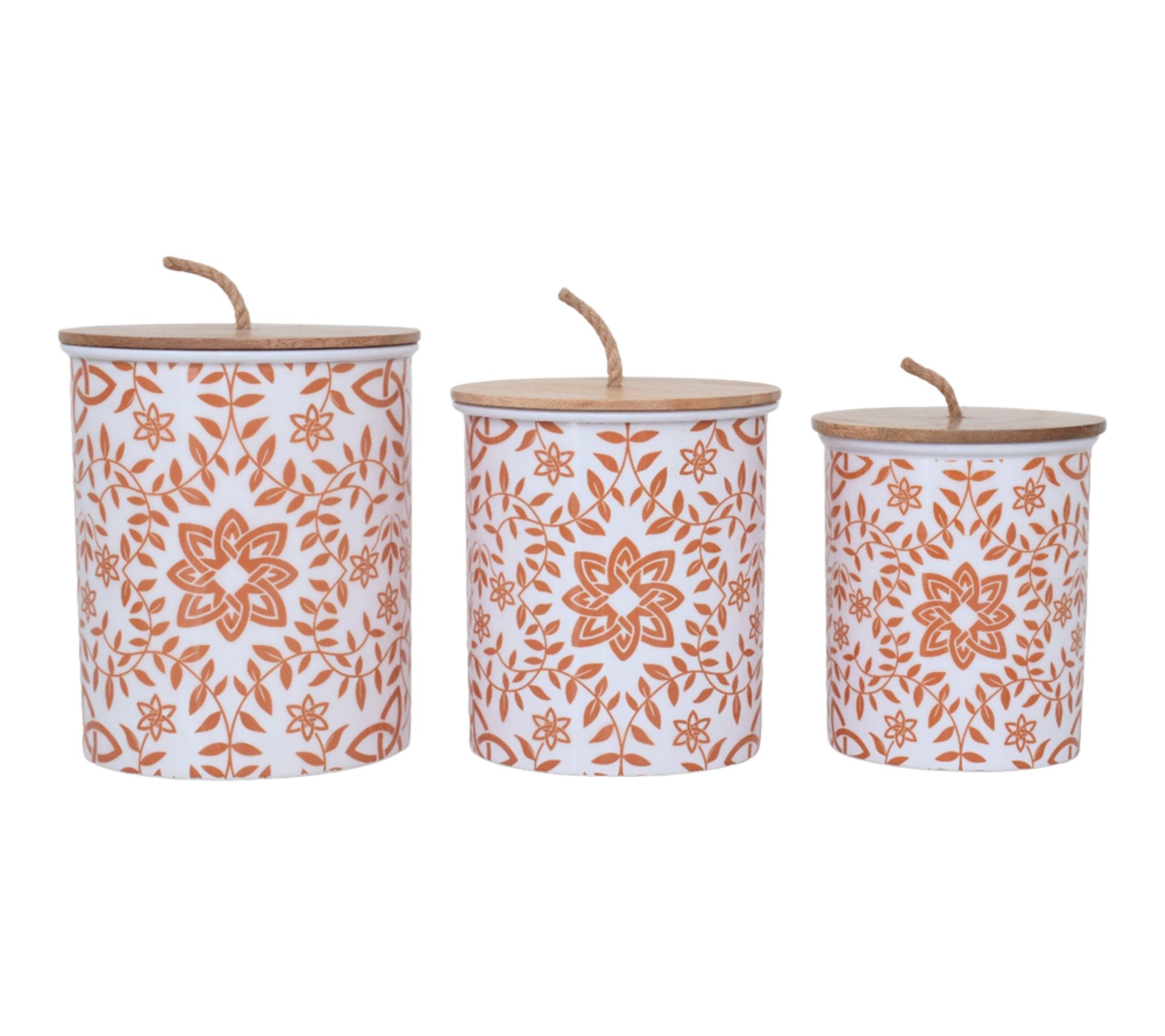 GemmaMade 3-Pc Metal Storage Canisters w/ Wood Lids