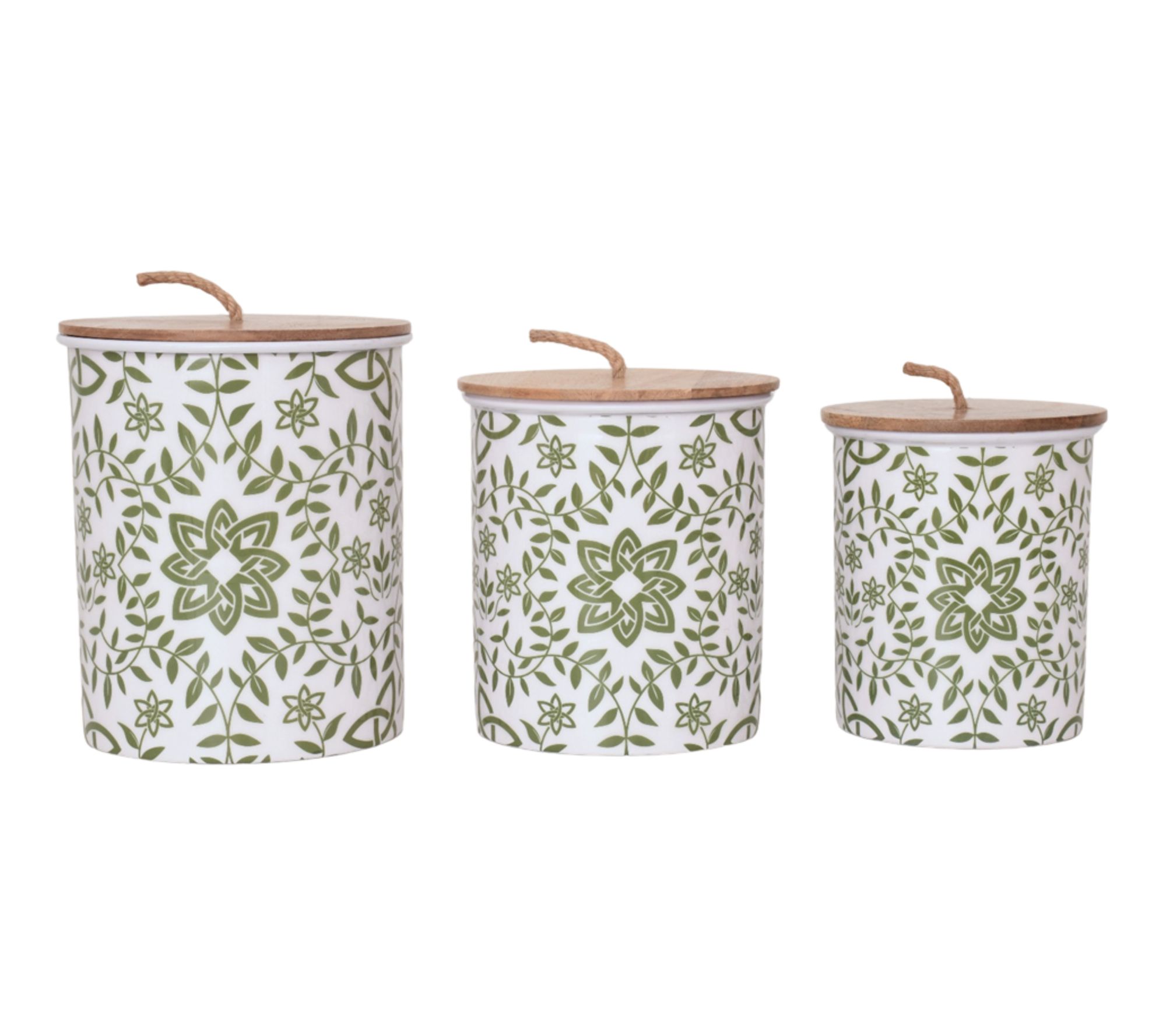 GemmaMade 3-Pc Metal Storage Canisters w/ Wood Lids