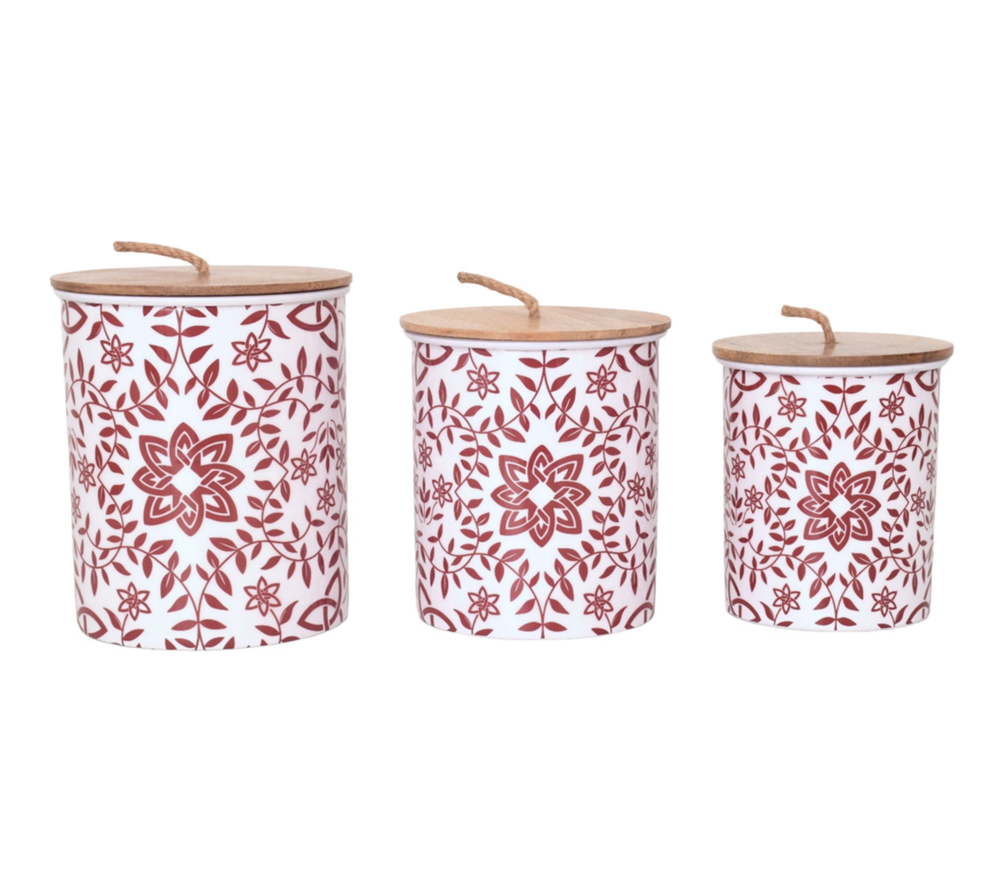 GemmaMade 3-Pc Metal Storage Canisters w/ Wood Lids