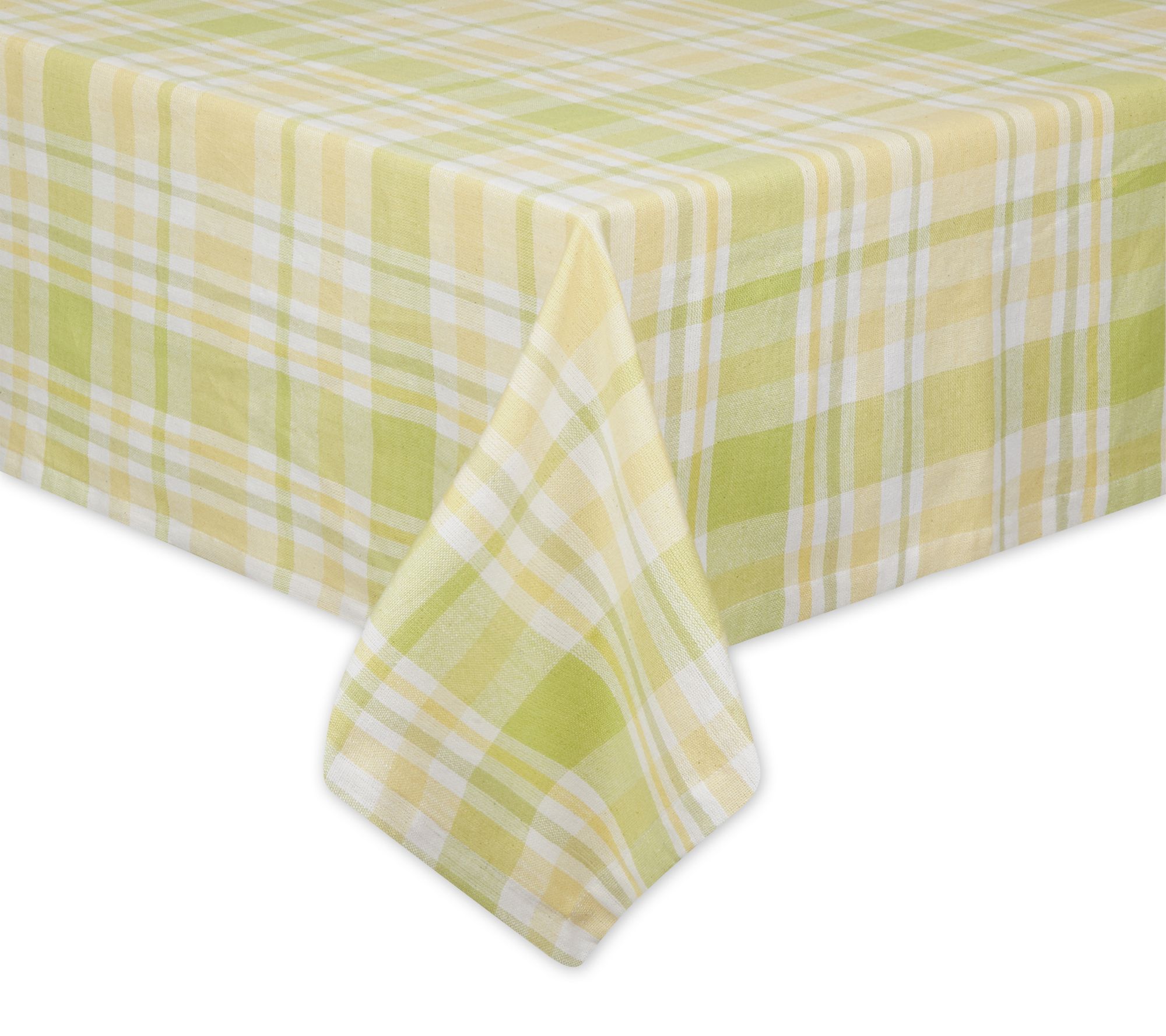 Design Imports 60" x 84" Lemon Bliss Plaid Tabl ecloth