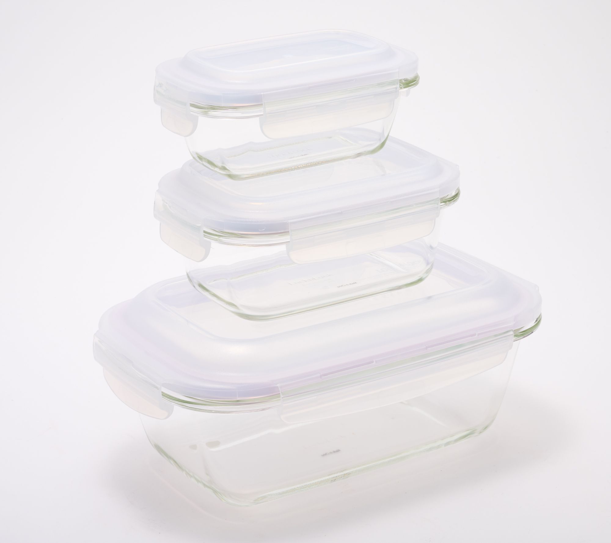 LocknLock Purely Better Glass Divided Food Storage 25oz 3 PC Set - Clear - 3 Piece