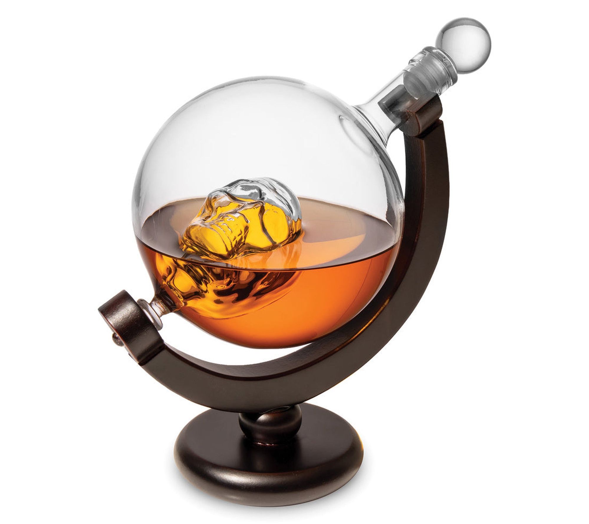 Godinger Skull Whiskey Decanter with Wood Base