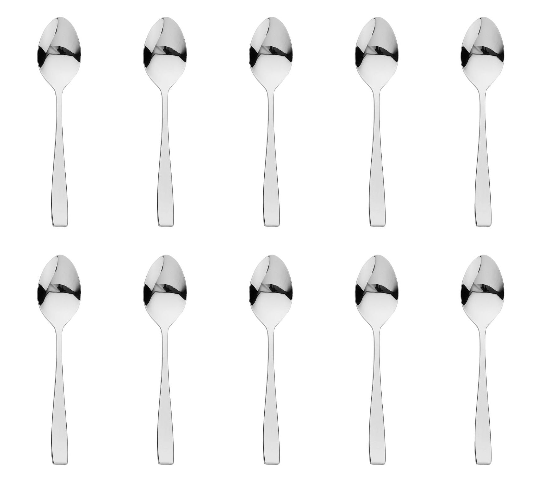 Godinger Set of 10 Chisel Mirrored 18/0 SS Teaspoons