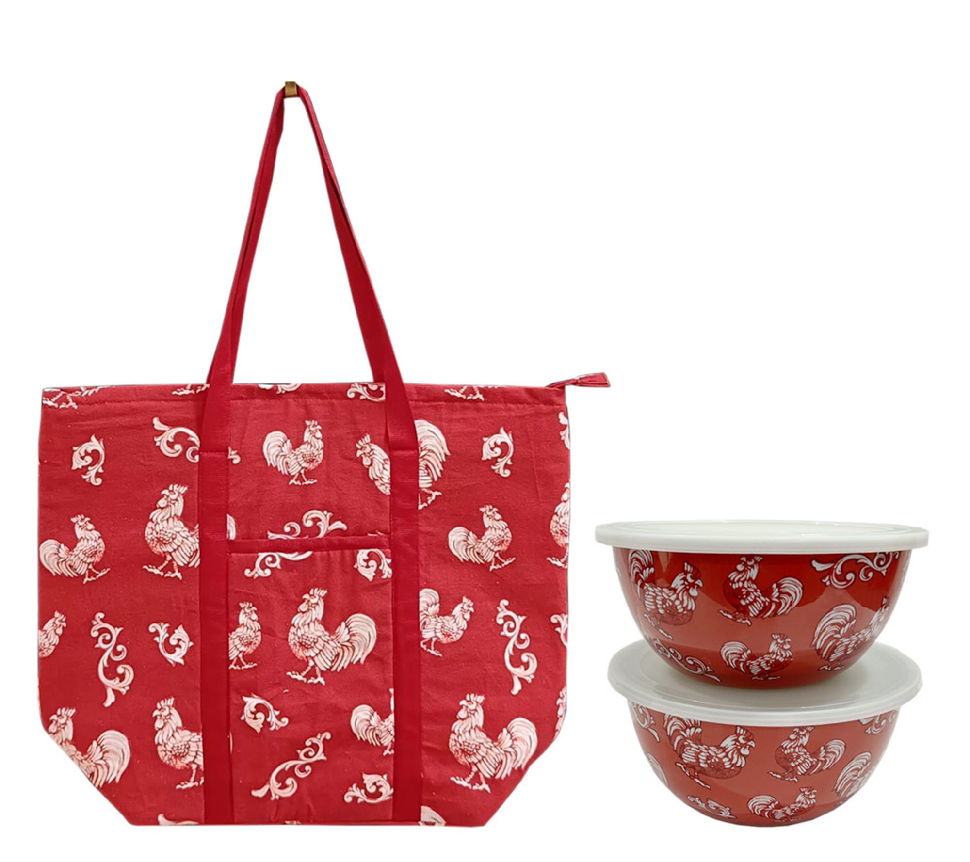 "As Is" Temp-tations Insulated Tote w/ 3&4-qt Stainless Bowls