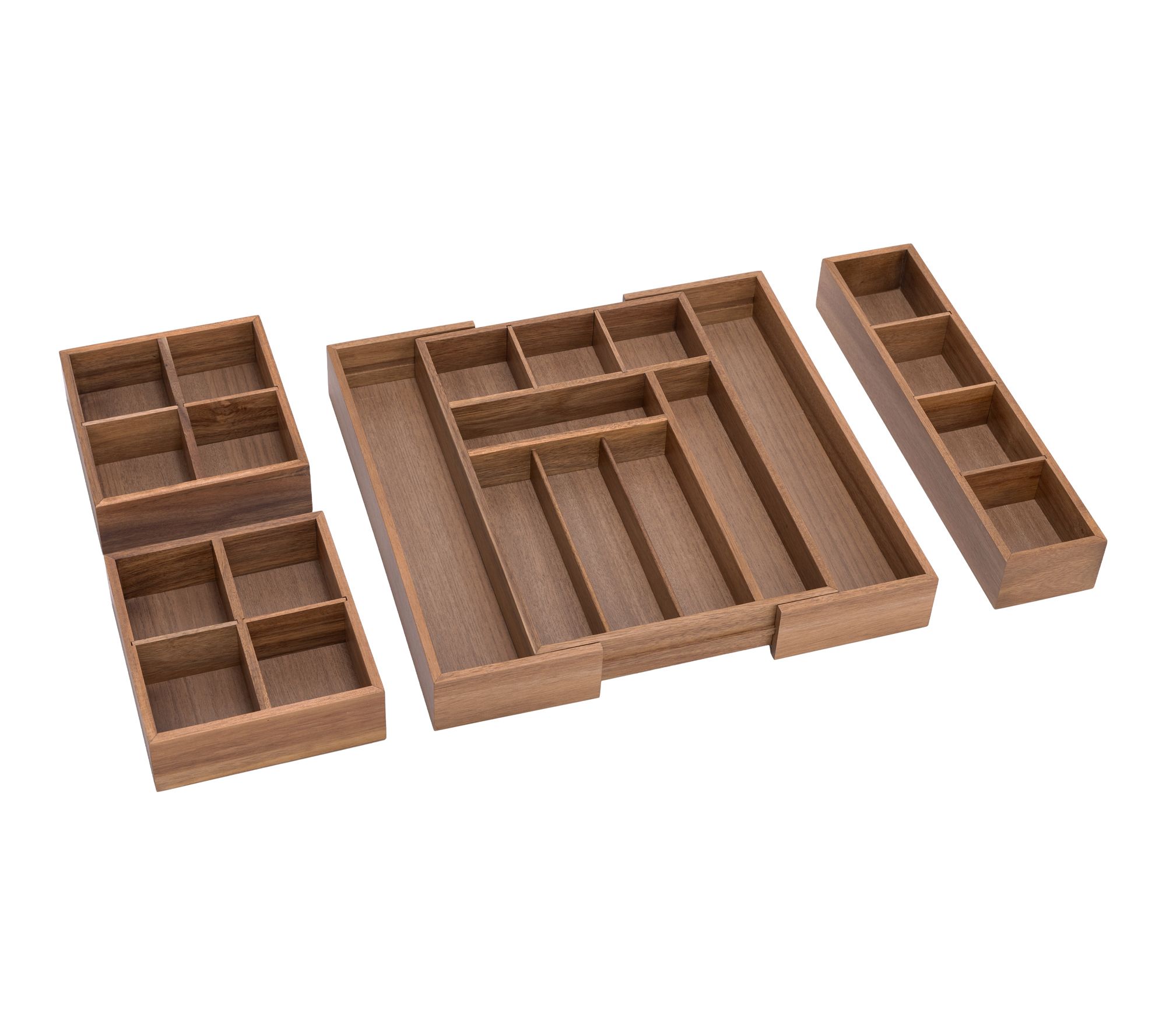 Seville Classics 4-Piece Acacia Expandable Drawer Storage Set