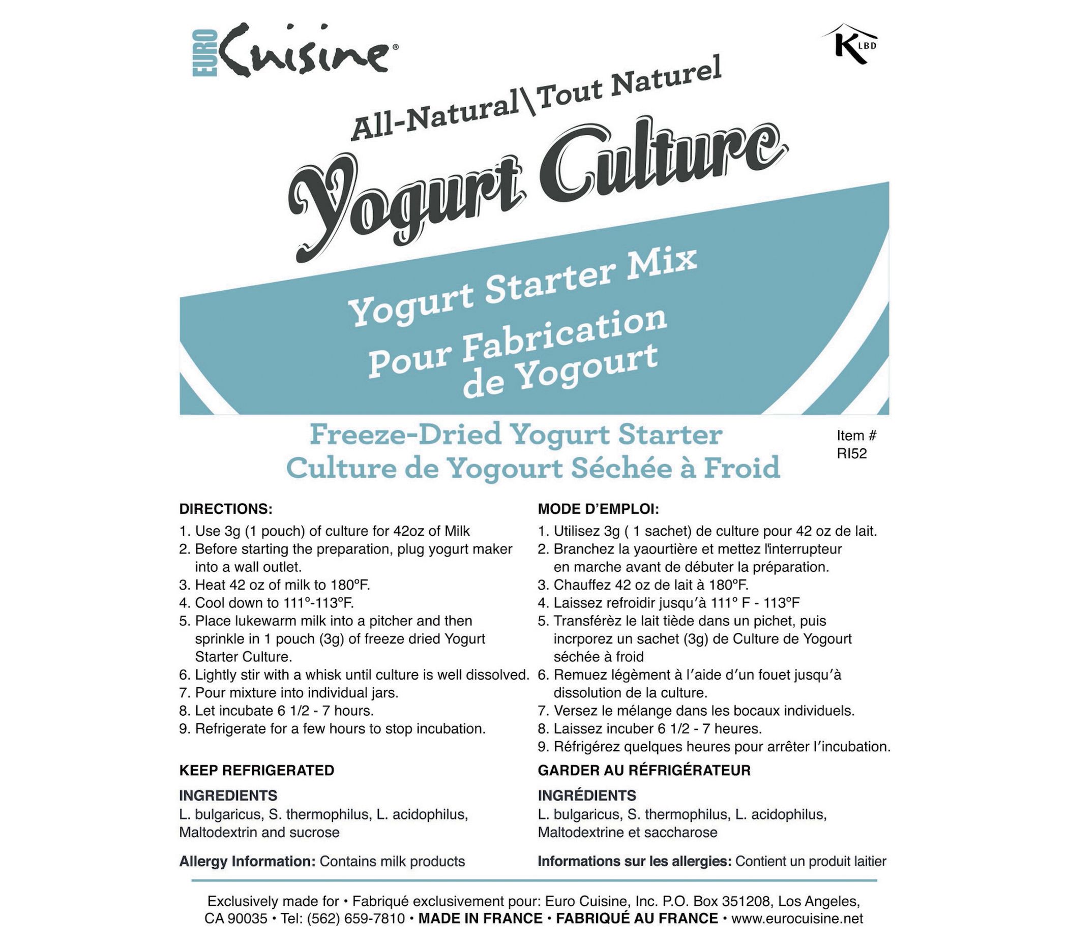 Euro Cuisine Yogurt Starter Mix Culture