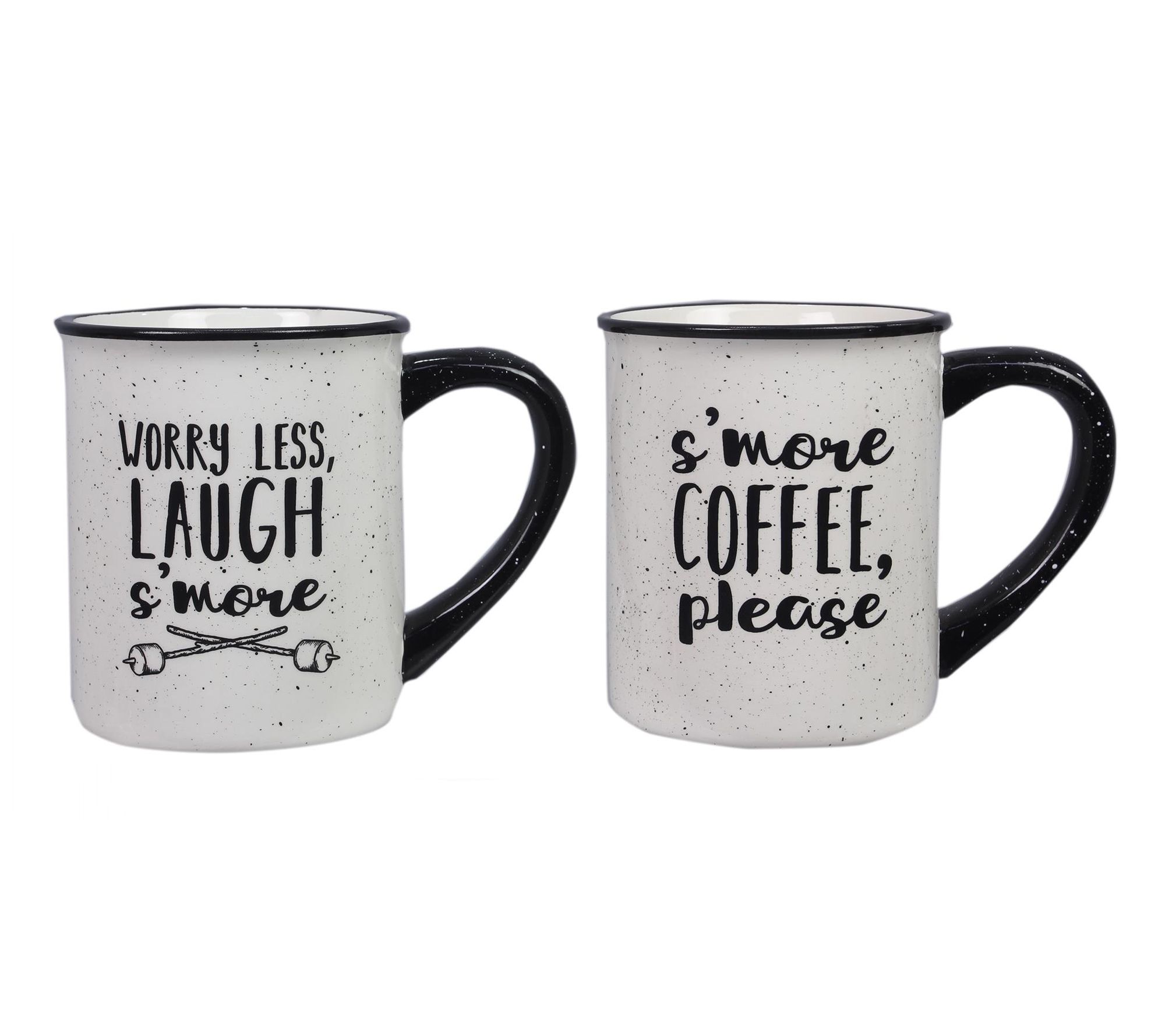 Young's Inc Set of 4 Ceramic Black and White Mugs 