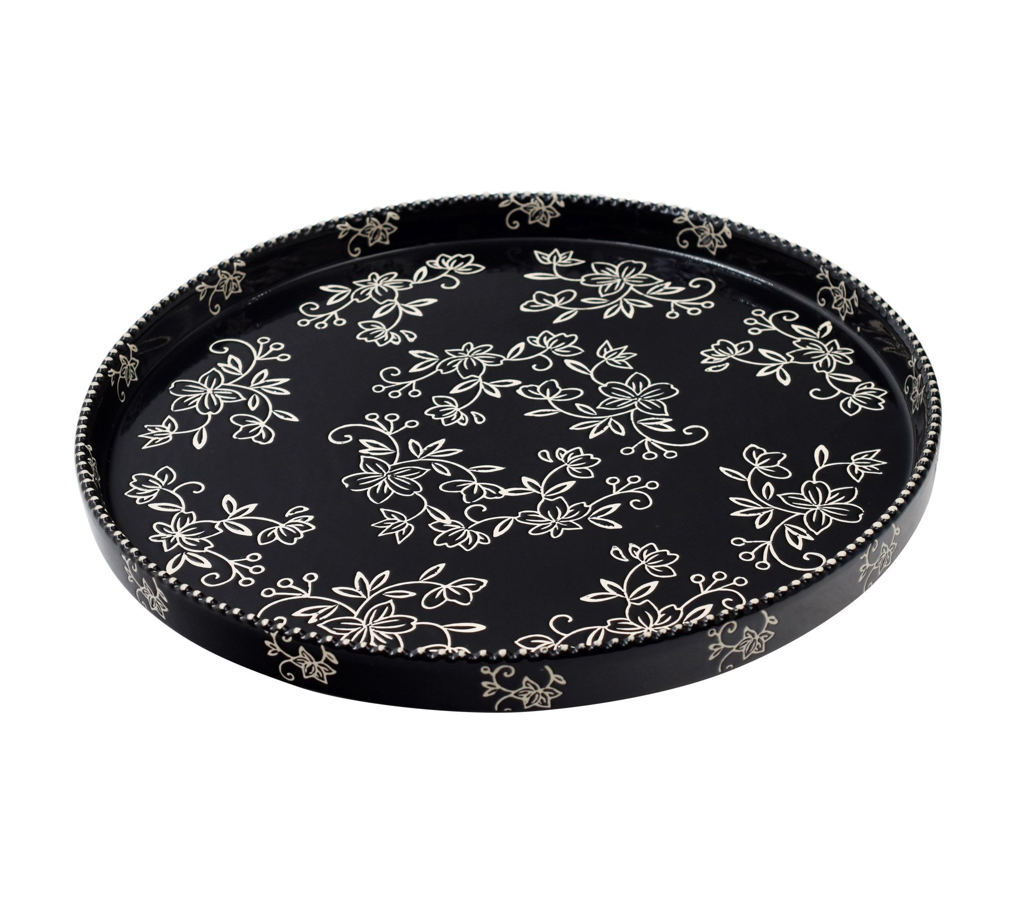 Festive Fit Home Stove Cover - Black and White Floral Scroll