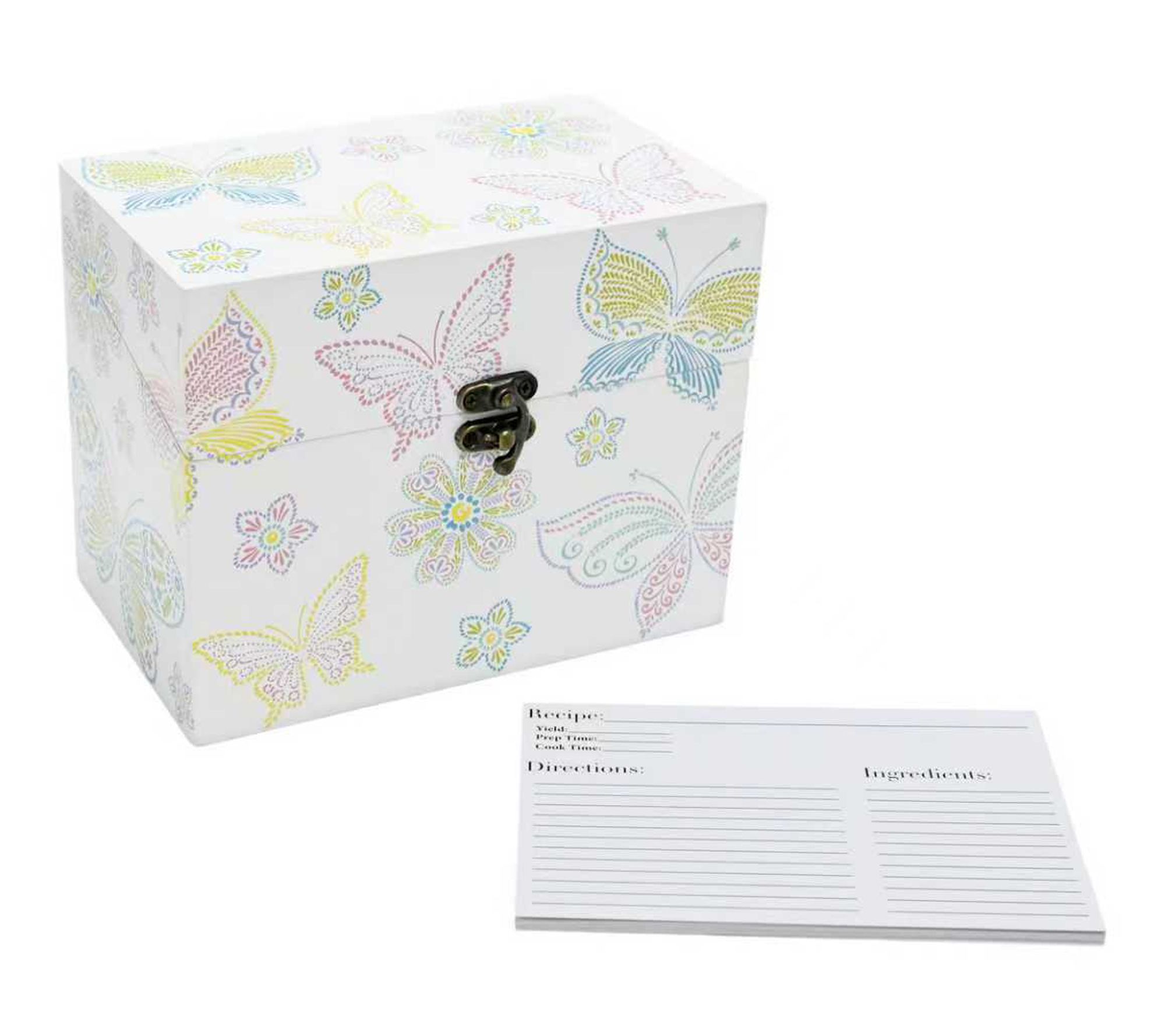 "As Is" Temp-tations Nostalgic Wood Recipe Box w/ 10 Recipe Cards