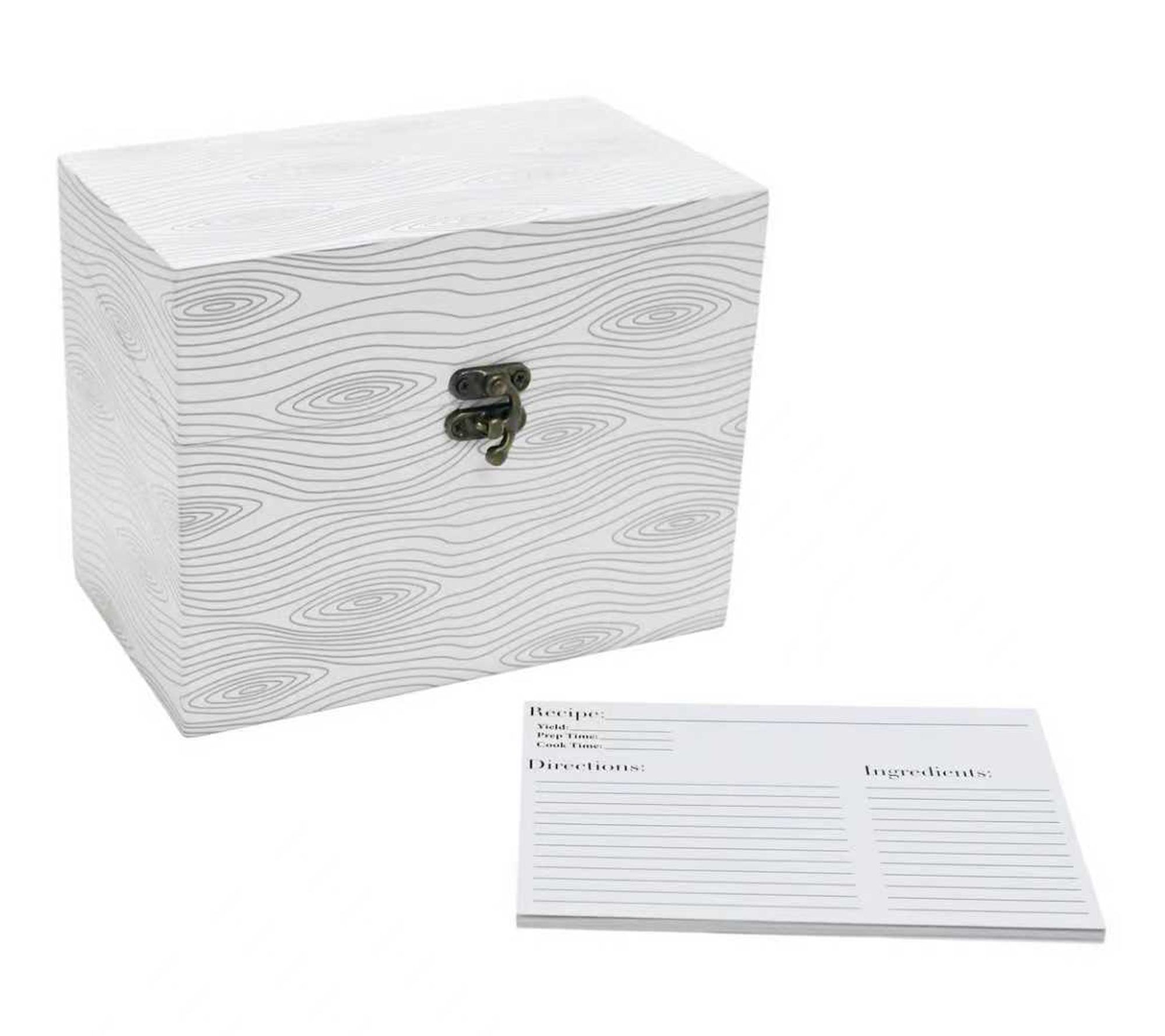 "As Is" Temp-tations Nostalgic Wood Recipe Box w/ 10 Recipe Cards