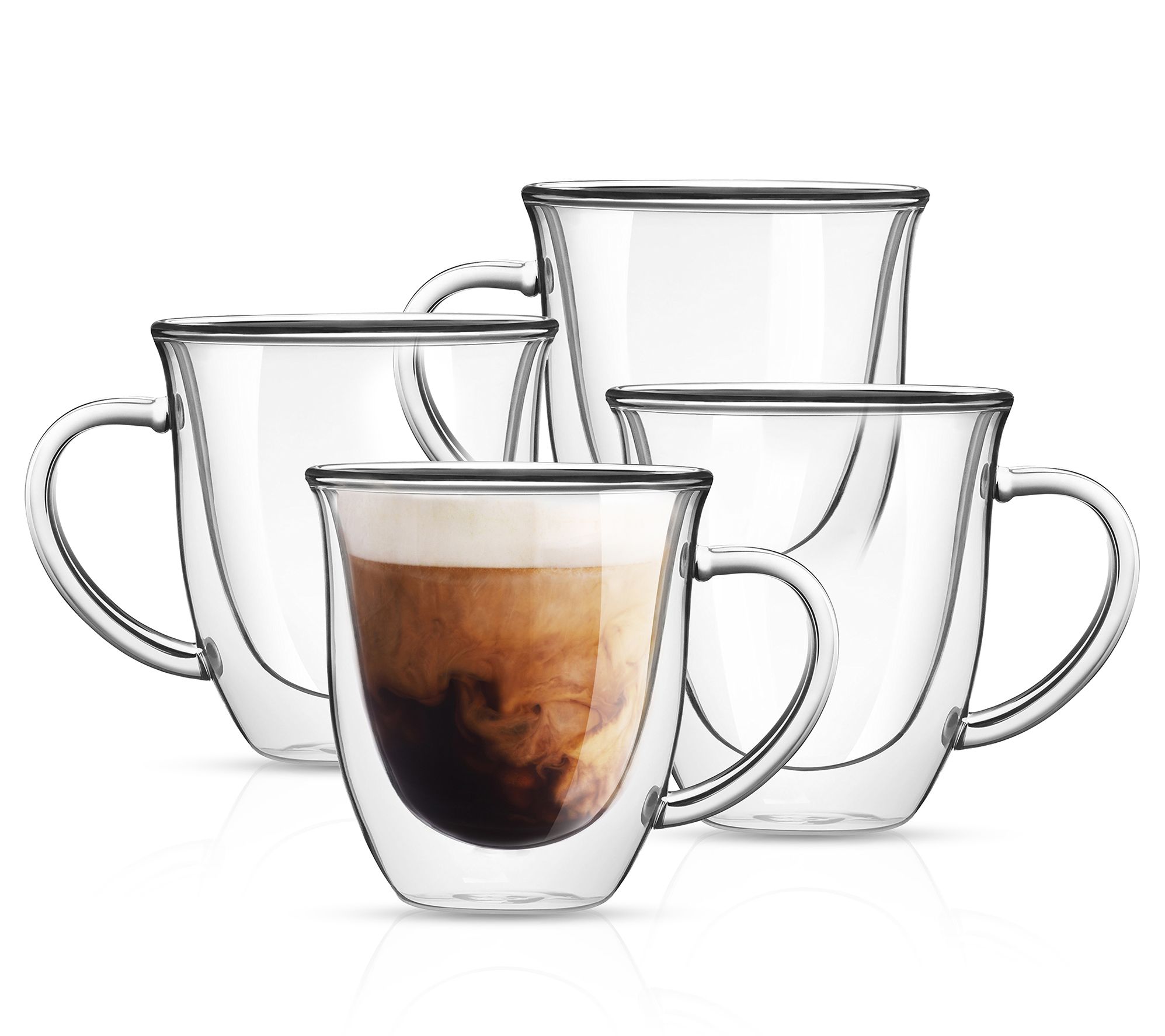 JoyJolt 13 oz. Caleo Double Wall Glass Insulated Coffee Mug (Set